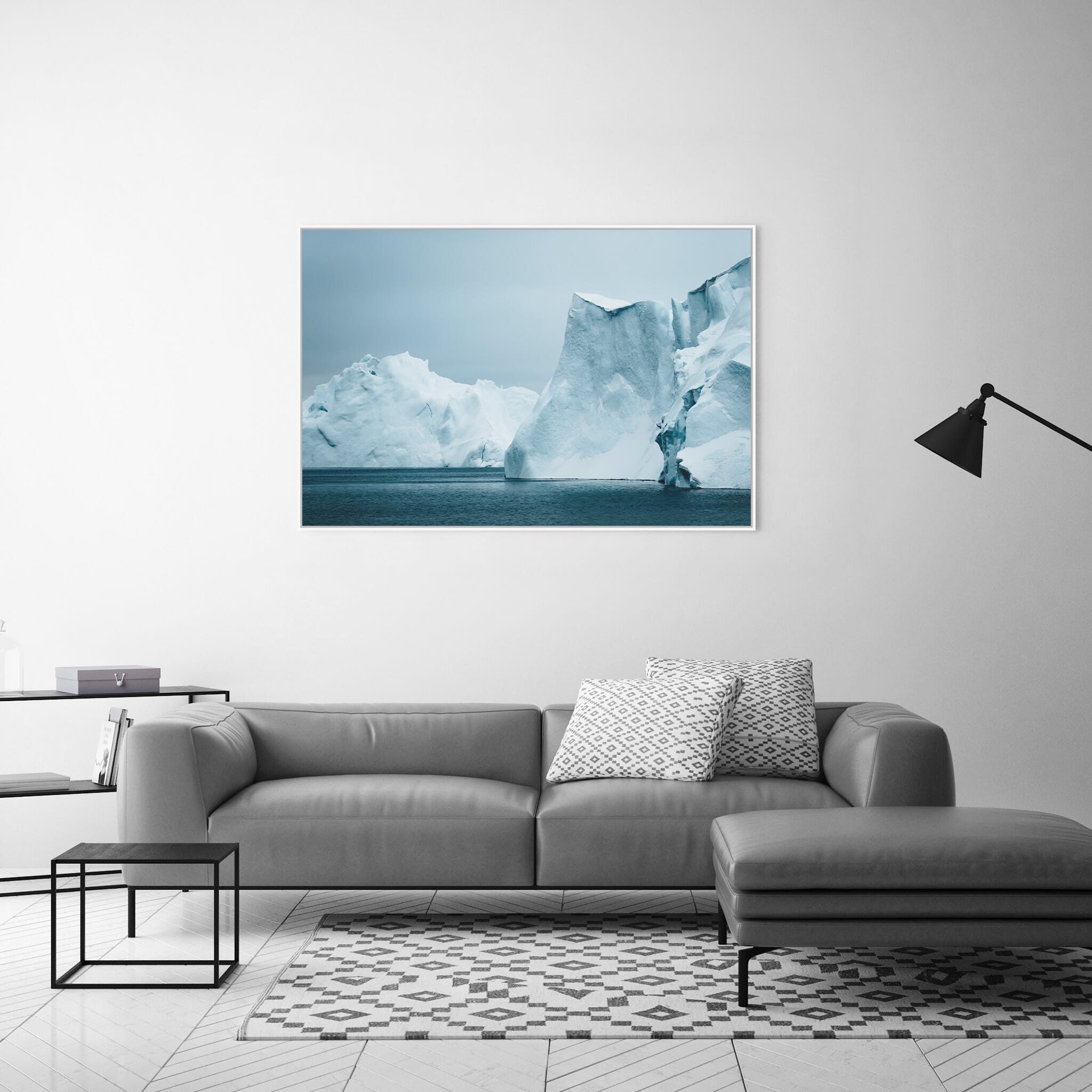 Modern room with framed landscape photography by Jan Erik Waider