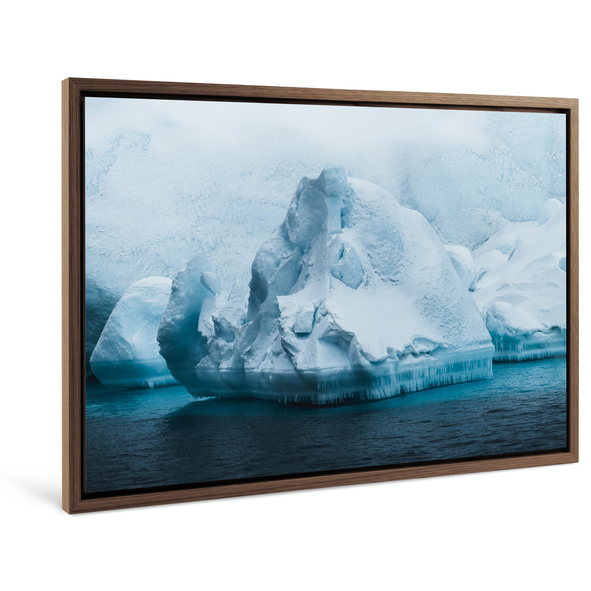 Framed photo print of detailed ice textures from Greenland fjord