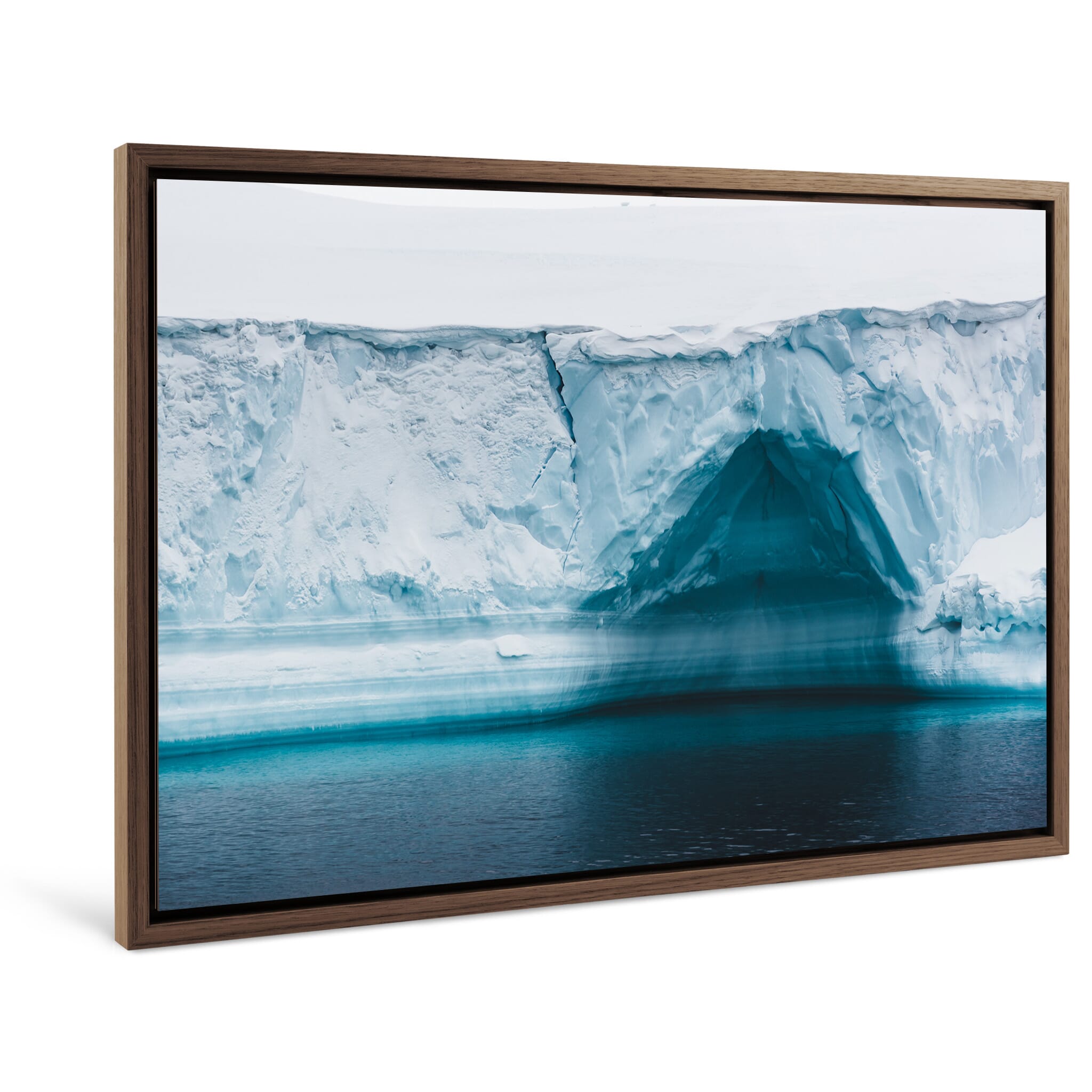 Framed photo print of frozen landscape with flat ice plates