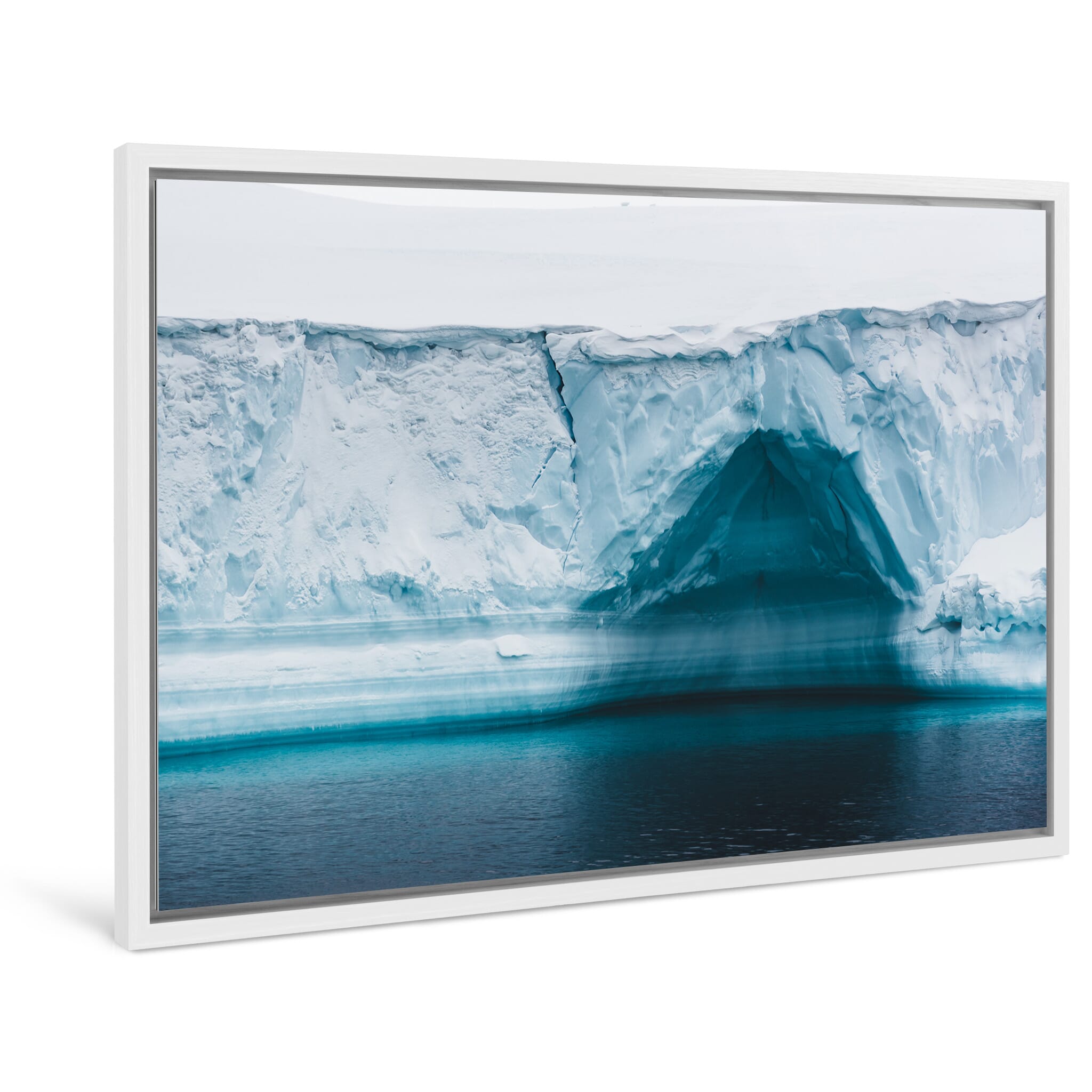 Framed photo print of glacier fragments in Arctic winter
