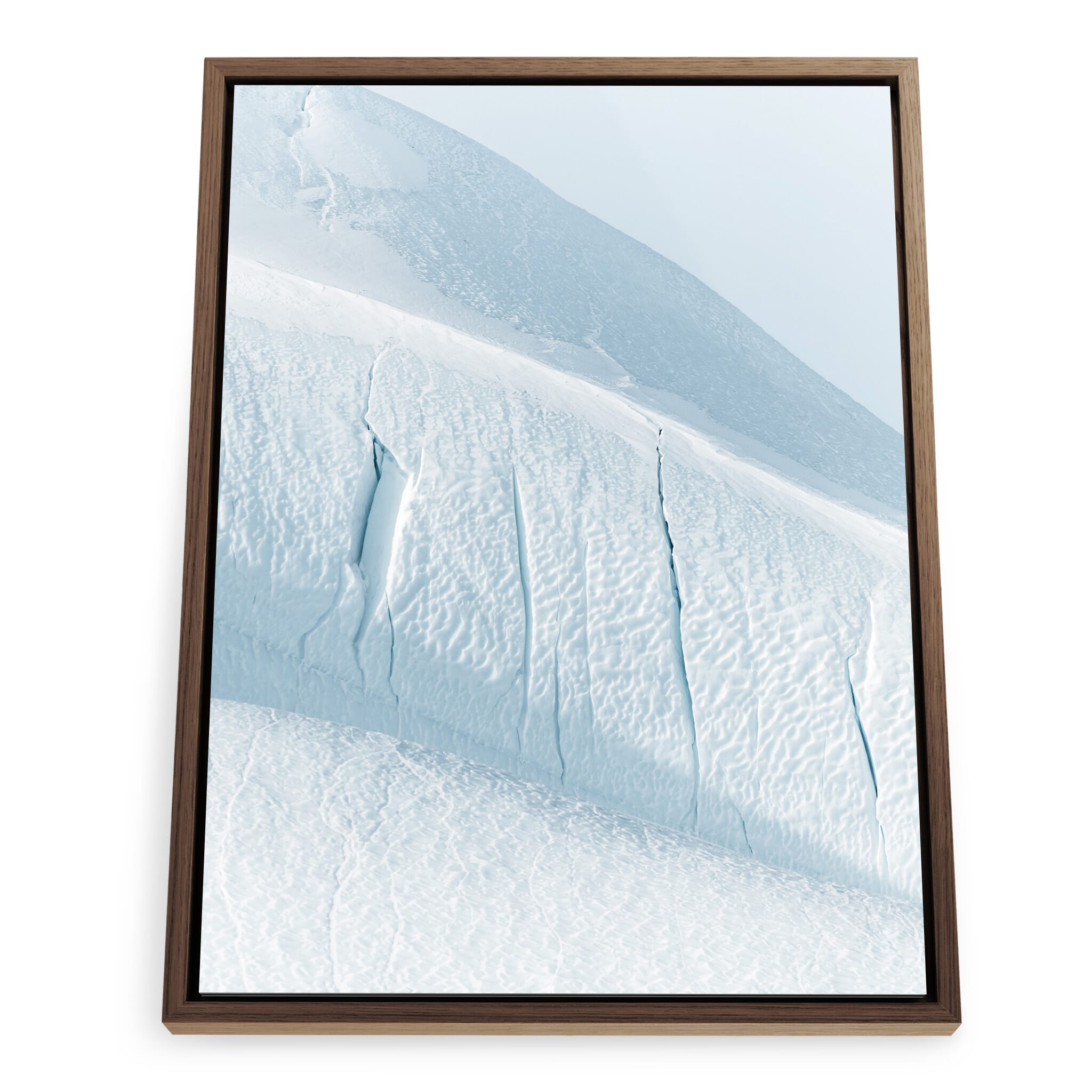 Framed photo print of abstract glacial shapes washed in light