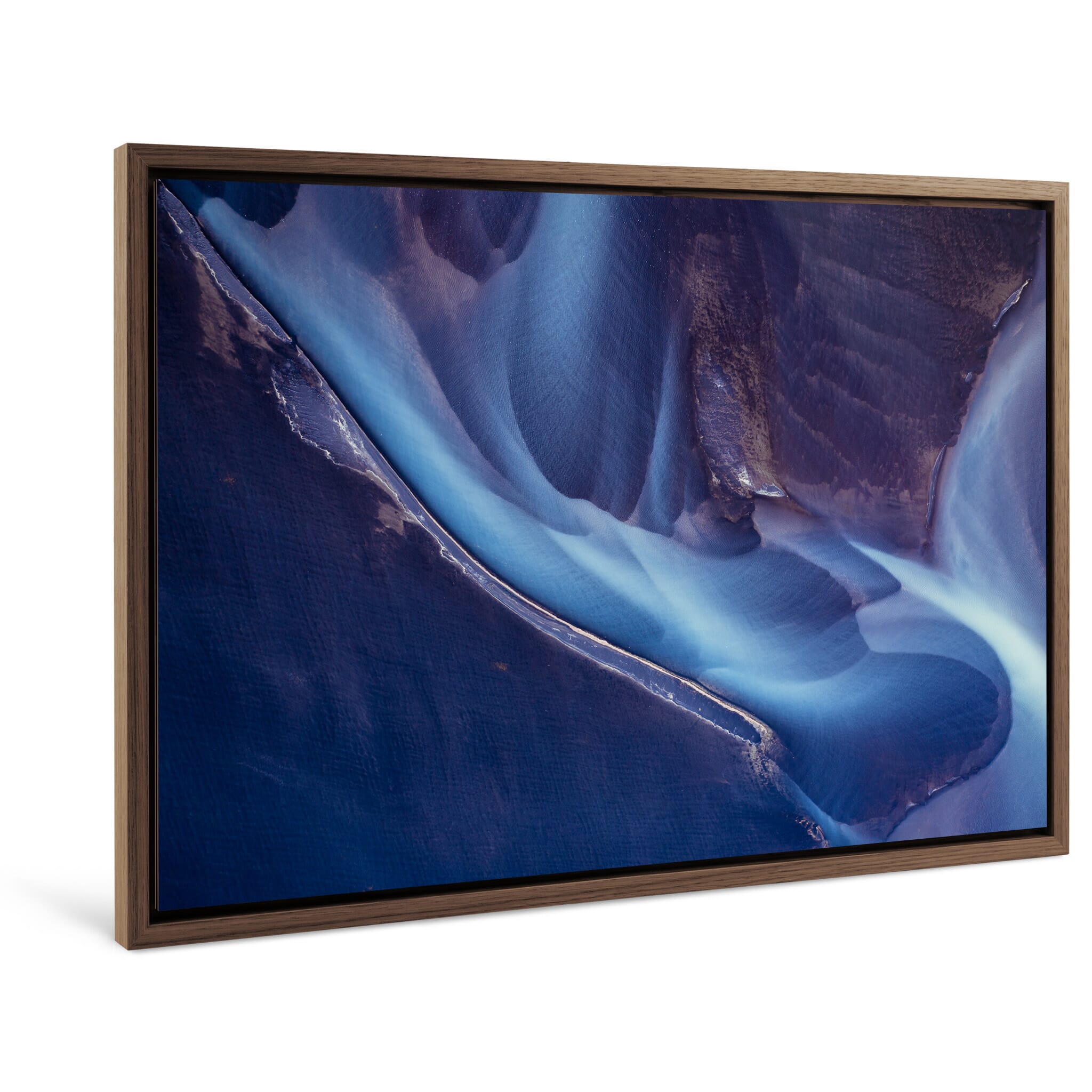 Framed photo print of vibrant water channels reminiscent of a watercolor painting