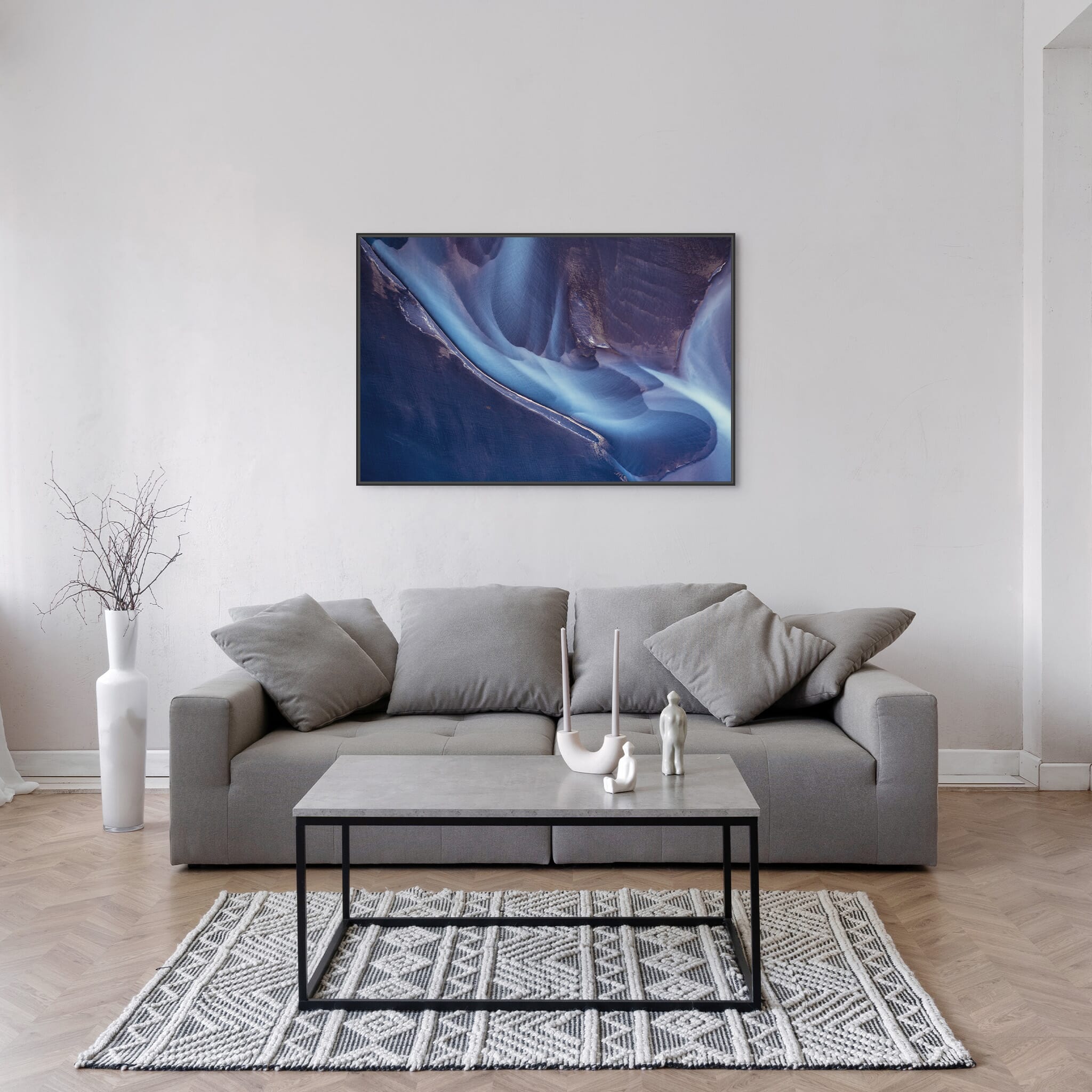 Modern room with framed landscape photography by Jan Erik Waider