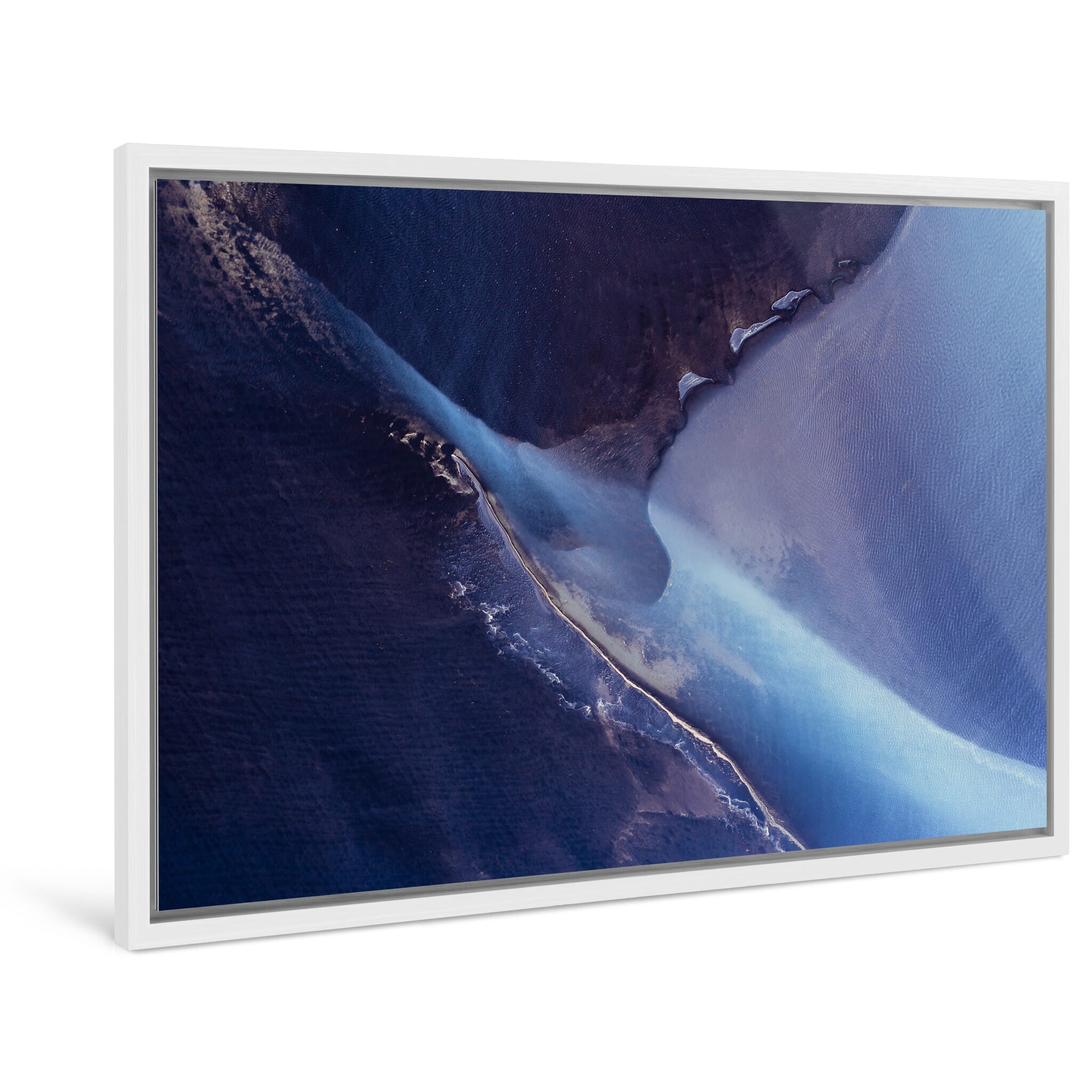 Framed photo print of painterly color transitions formed by glacial flow