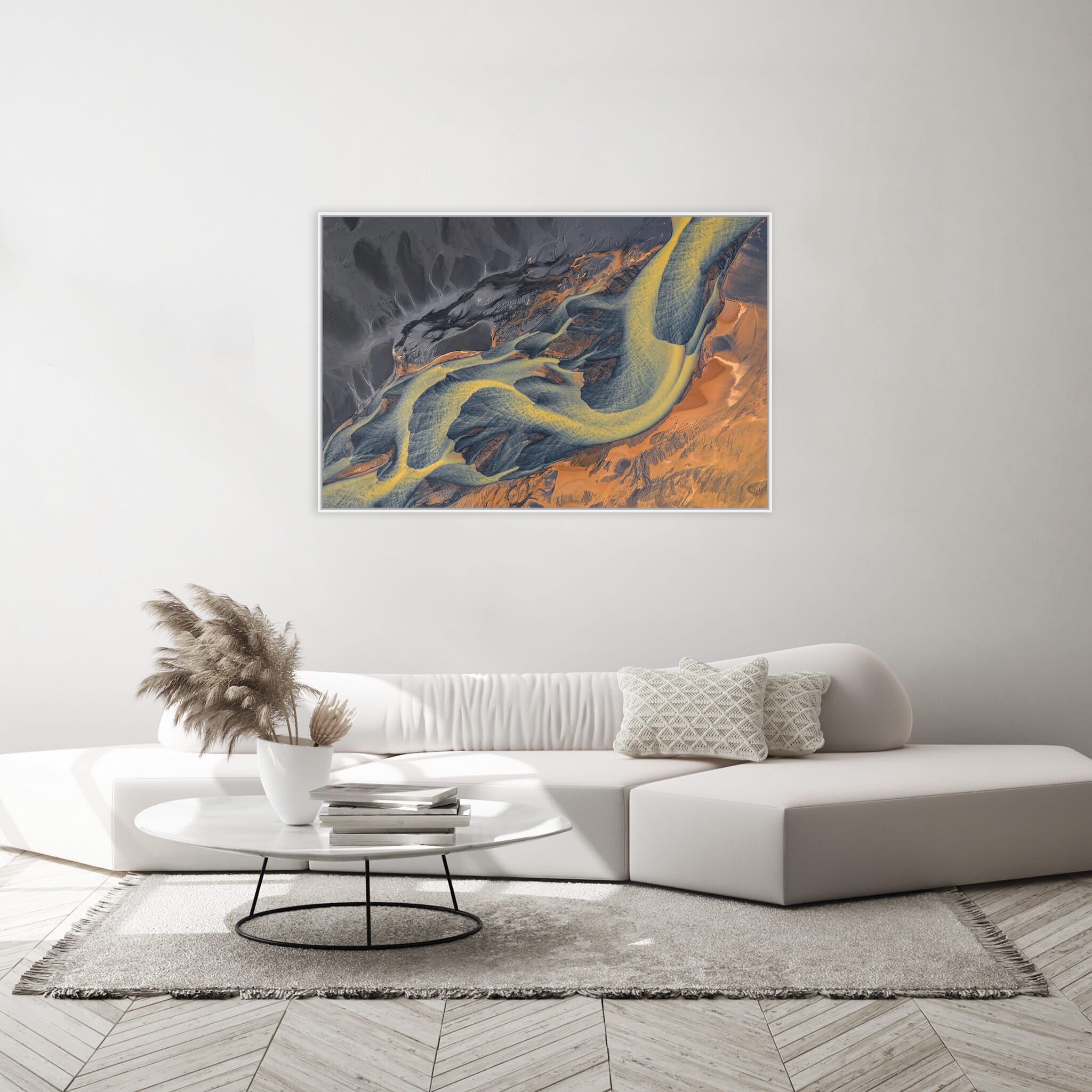 Modern room with framed landscape photography by Jan Erik Waider