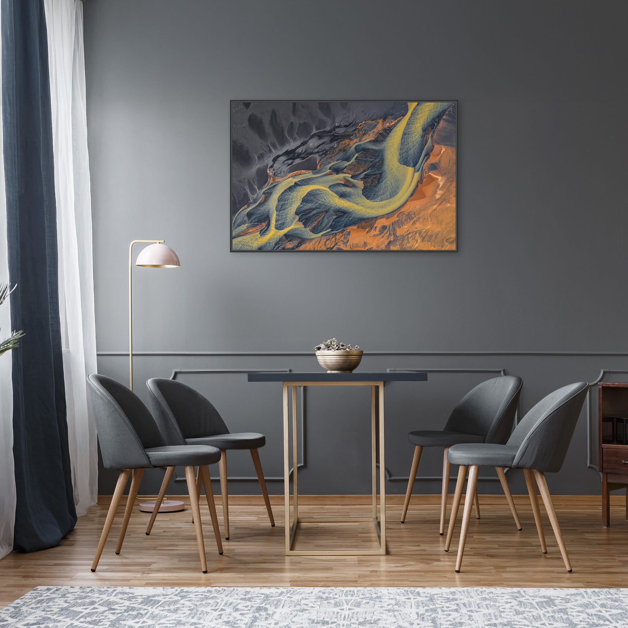 Modern Interior design featuring photography prints by Jan Erik Waider
