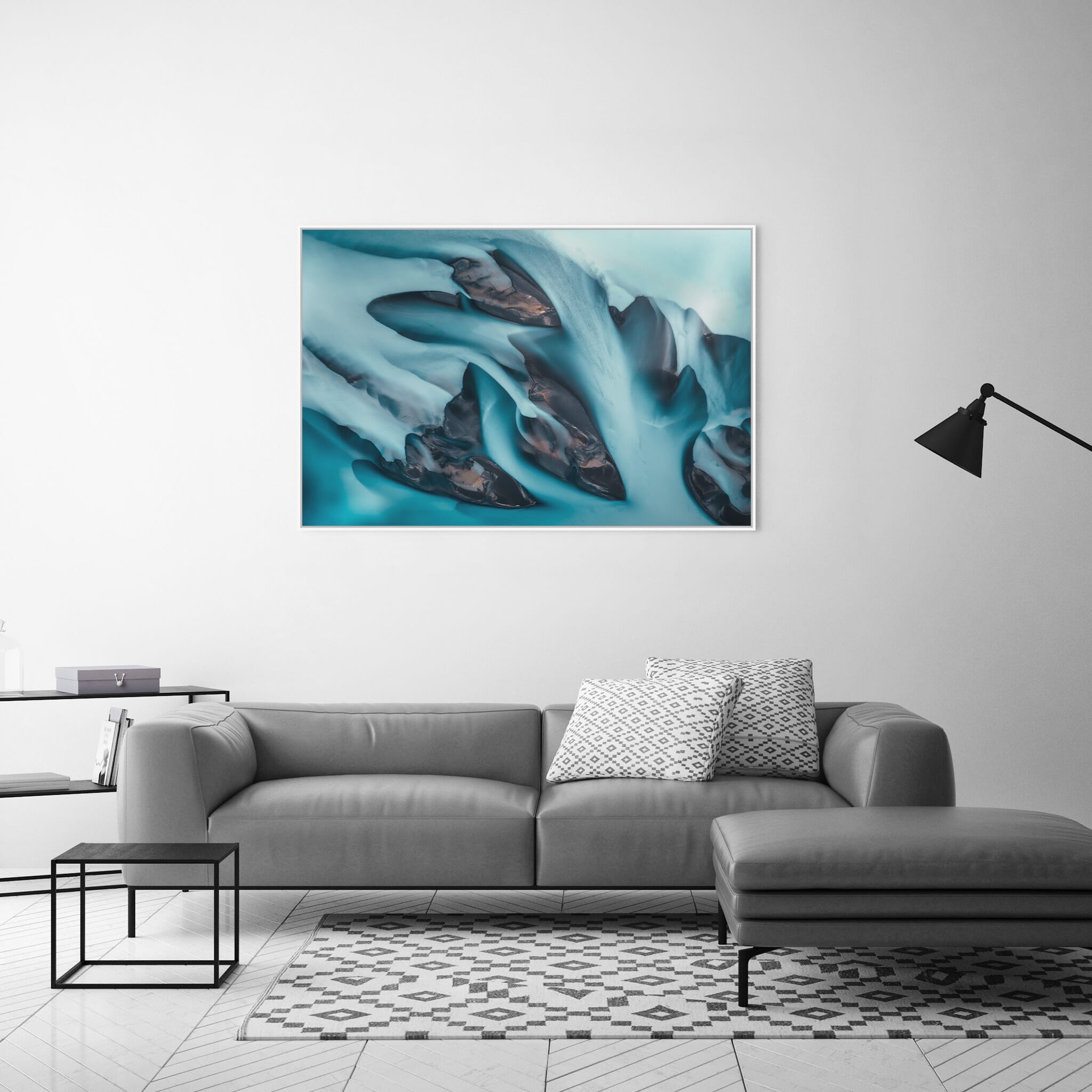 Modern room with framed landscape photography by Jan Erik Waider