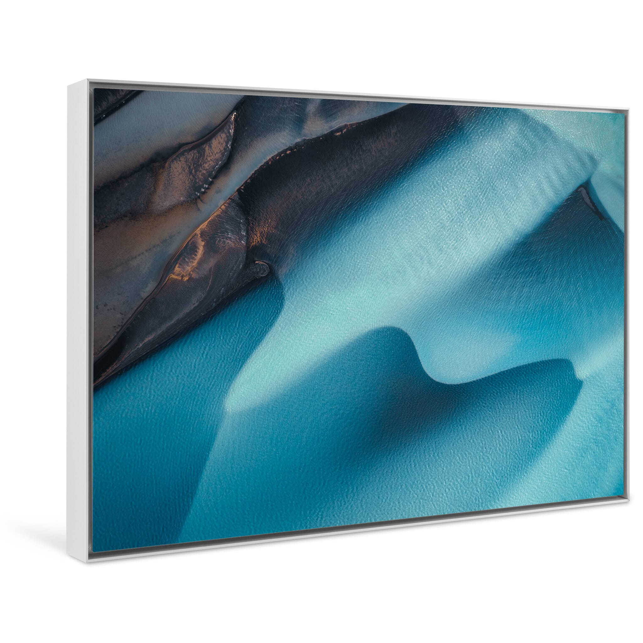 Framed photo print of Iceland’s water textures reminiscent of a watercolor painting