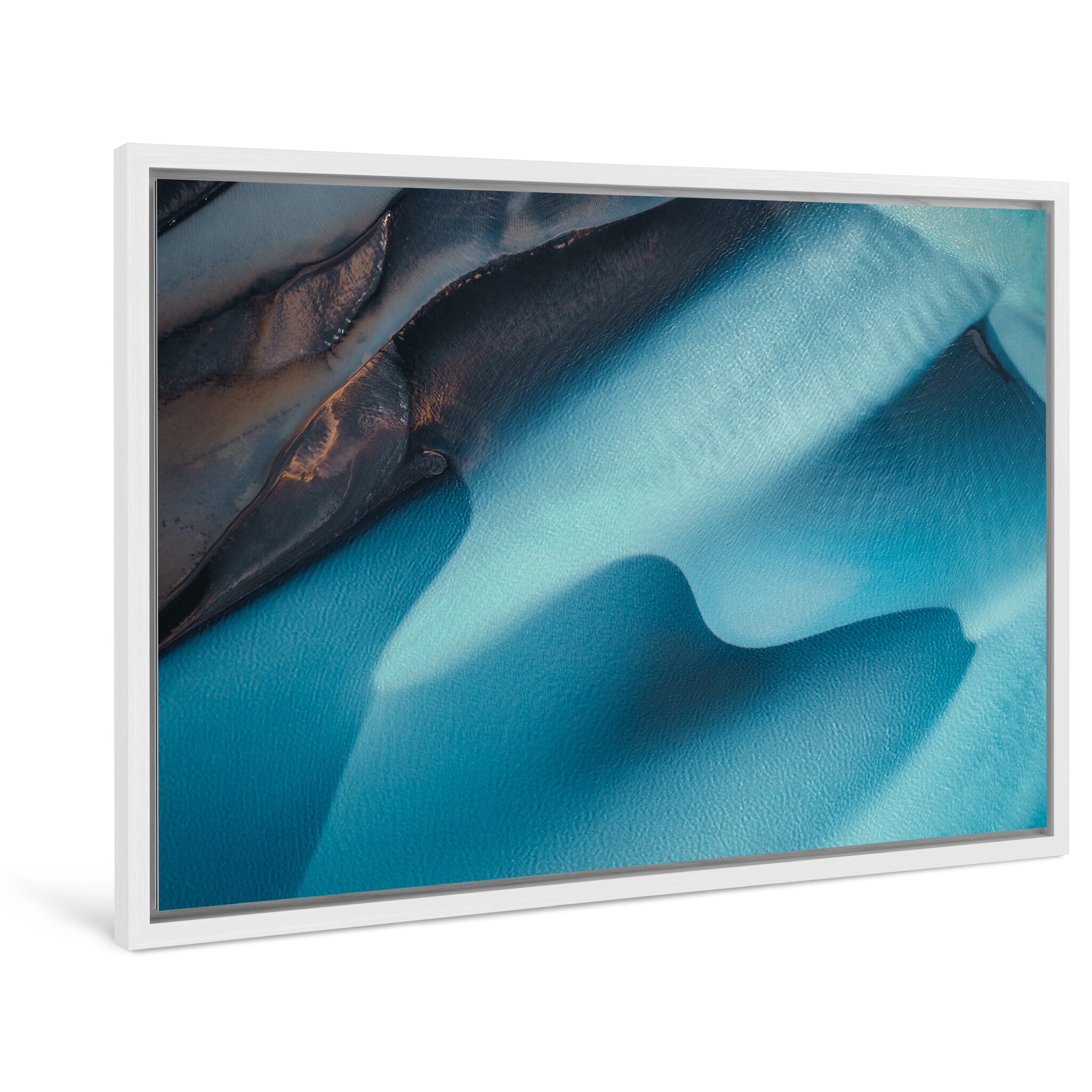 Framed photo print of nutrient-rich glacial water revealing vivid color patterns
