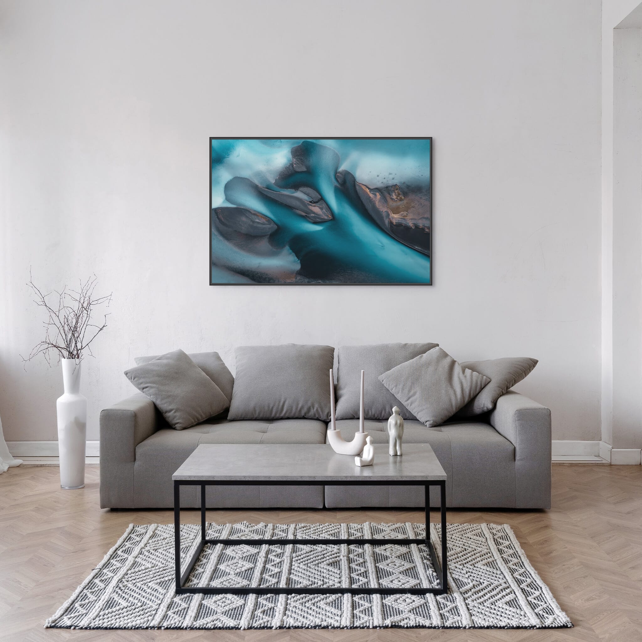 Modern room with framed landscape photography by Jan Erik Waider