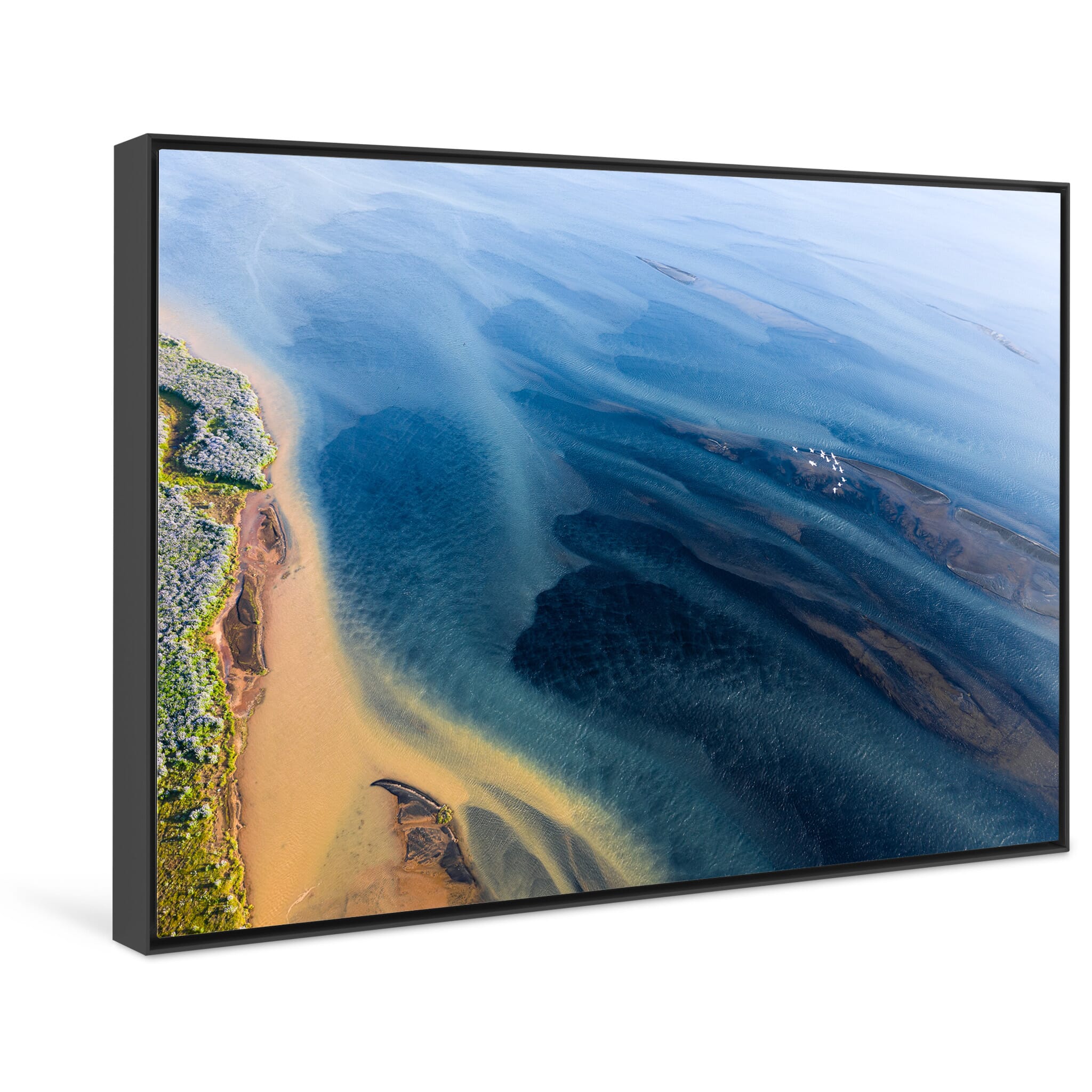Framed photo print of nutrient-rich waters carrying glacial sediment toward the sea