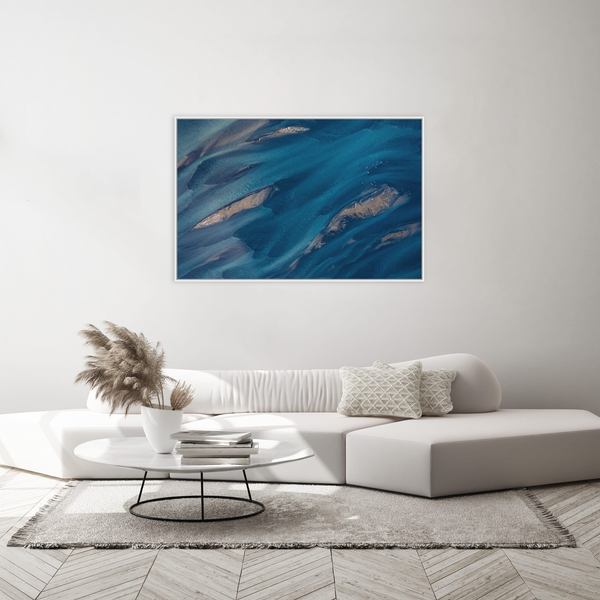 Modern room with framed landscape photography by Jan Erik Waider