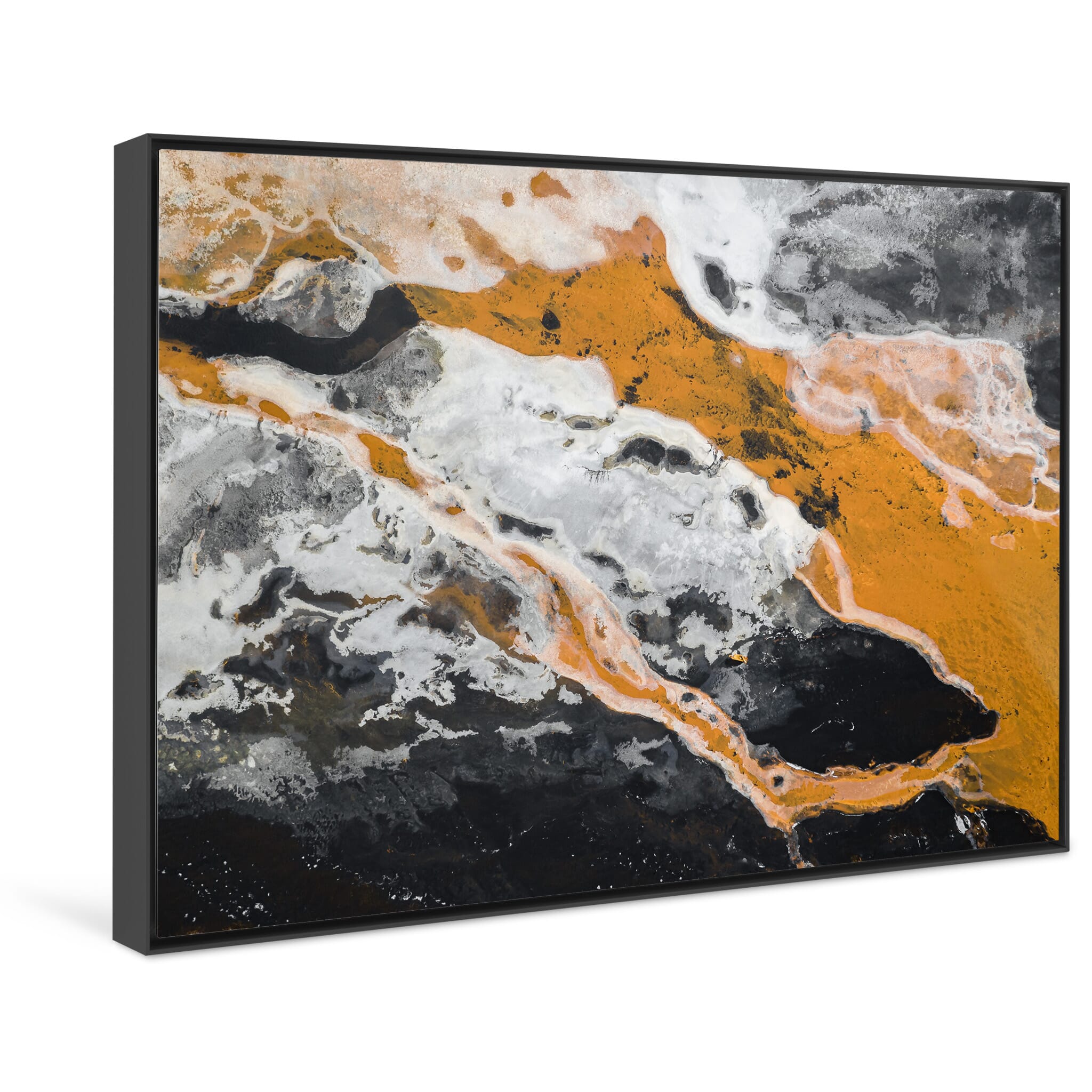 Framed photo print of geothermal water showing early signs of winter in Iceland