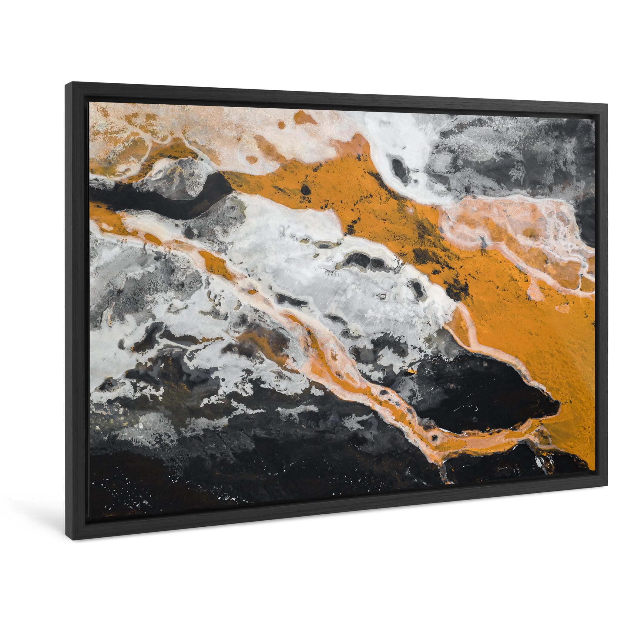 Framed photo print of an aerial view capturing ice snow and mineral-rich currents