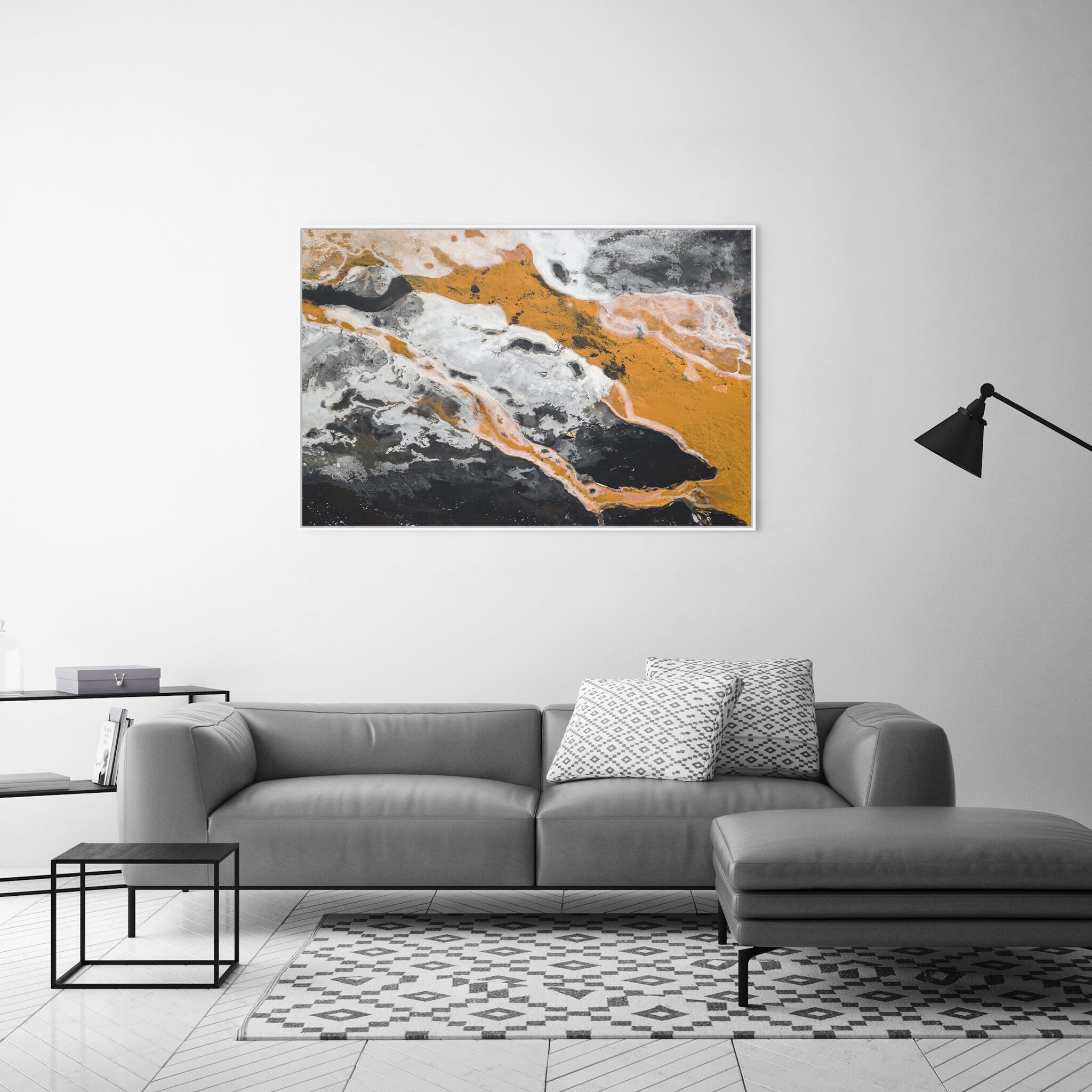 Modern room with framed landscape photography by Jan Erik Waider