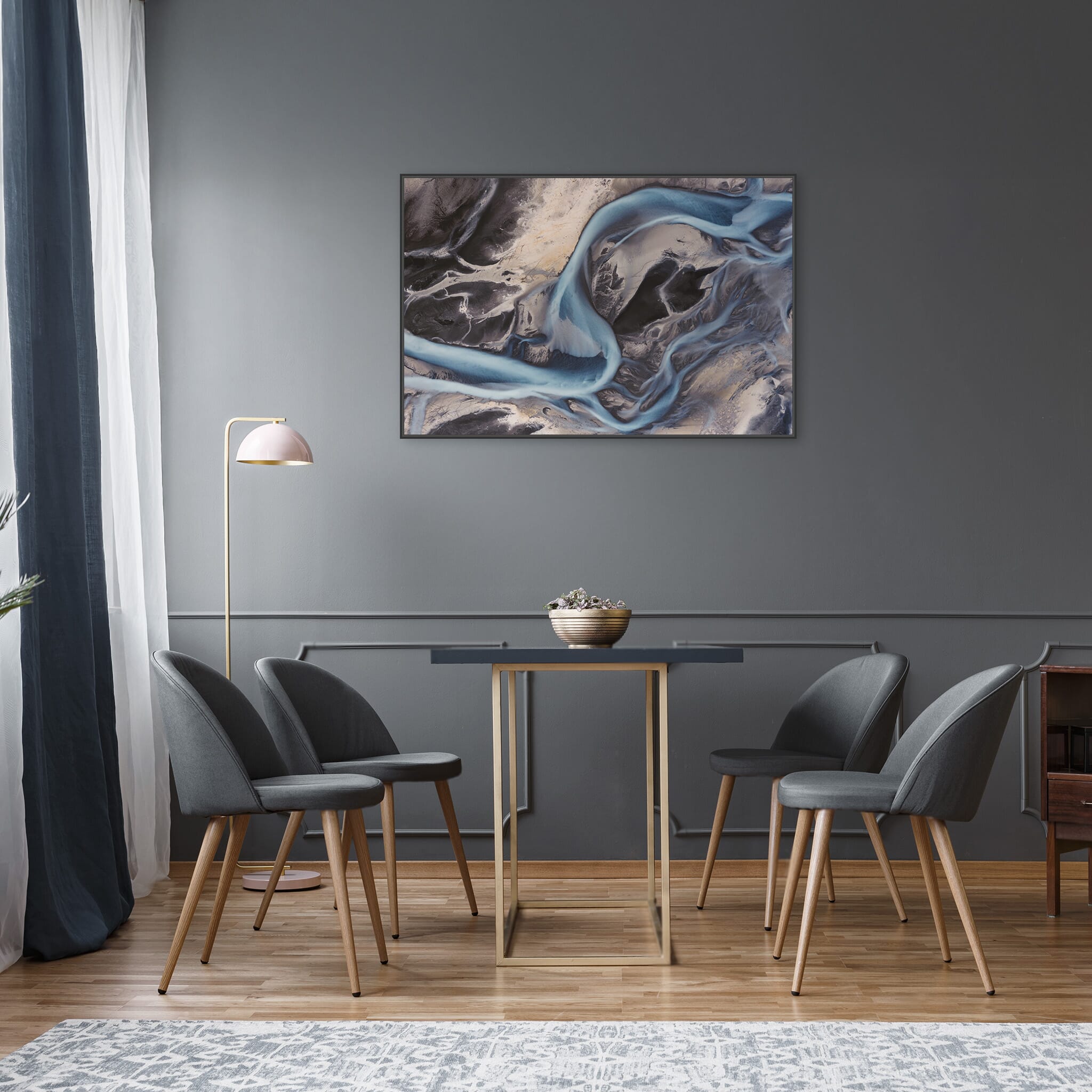 Modern room with framed landscape photography by Jan Erik Waider