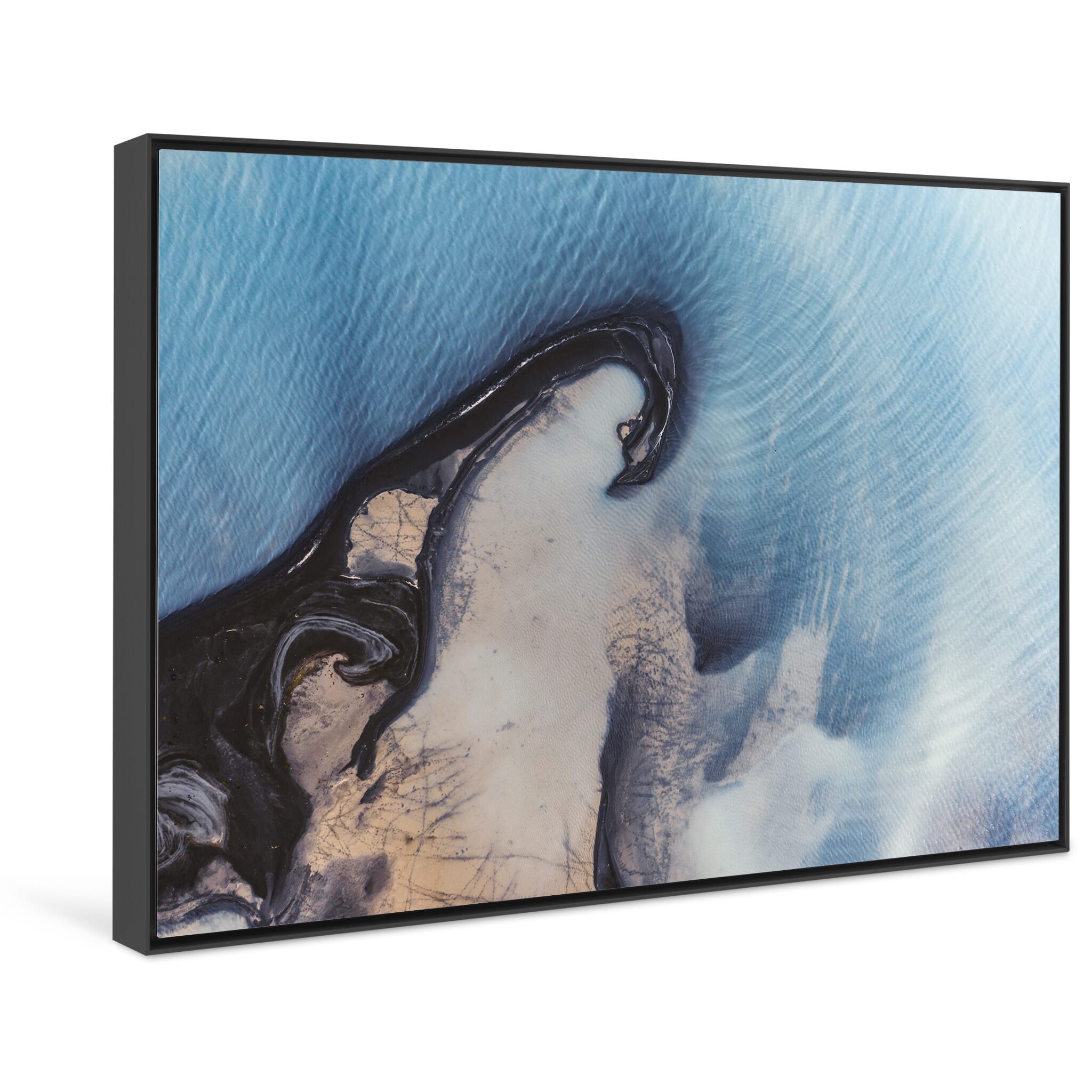 Framed photo print of contrasting earthy tones and vibrant water in the highlands