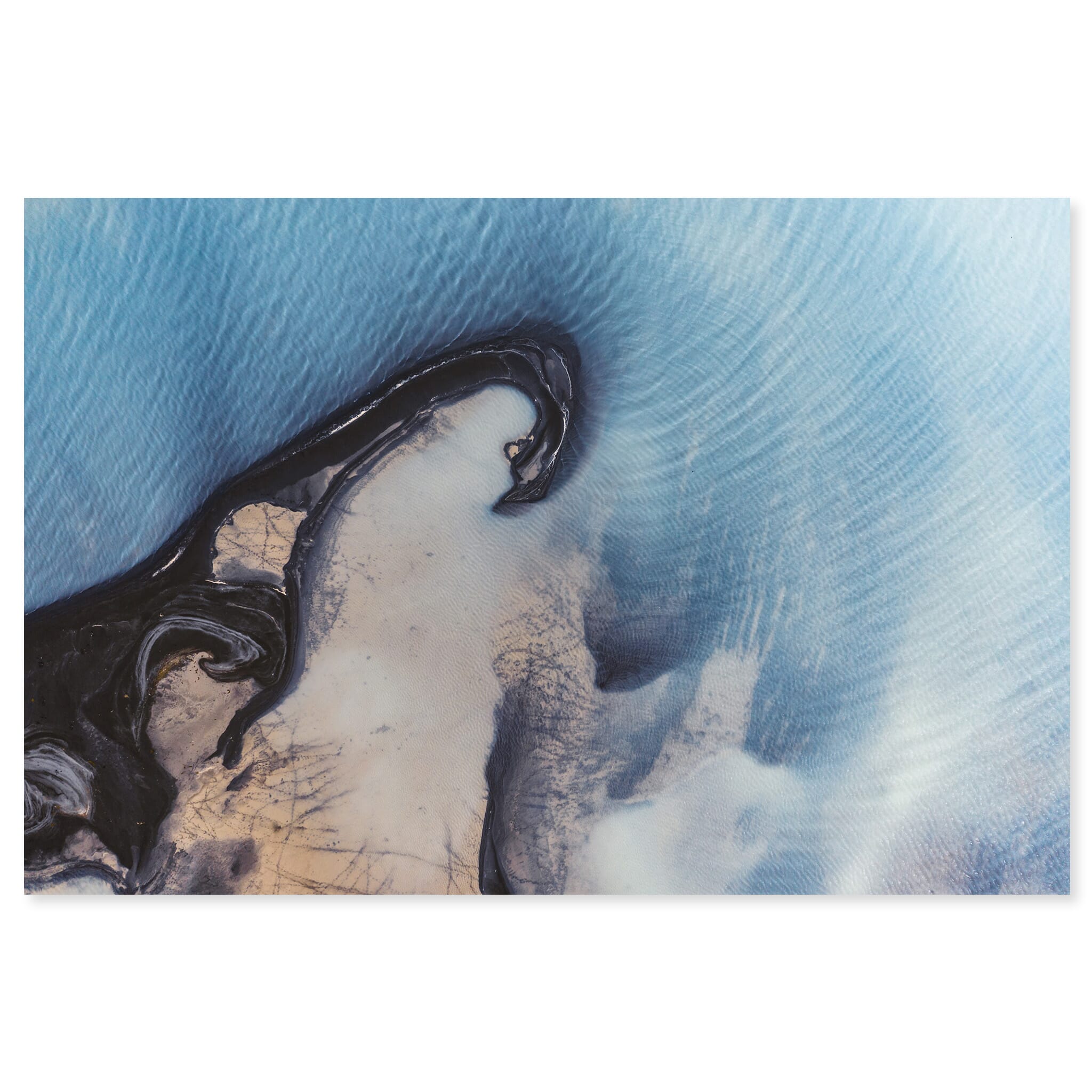 Fine art print of a blue lake in Iceland seen from an aerial viewpoint