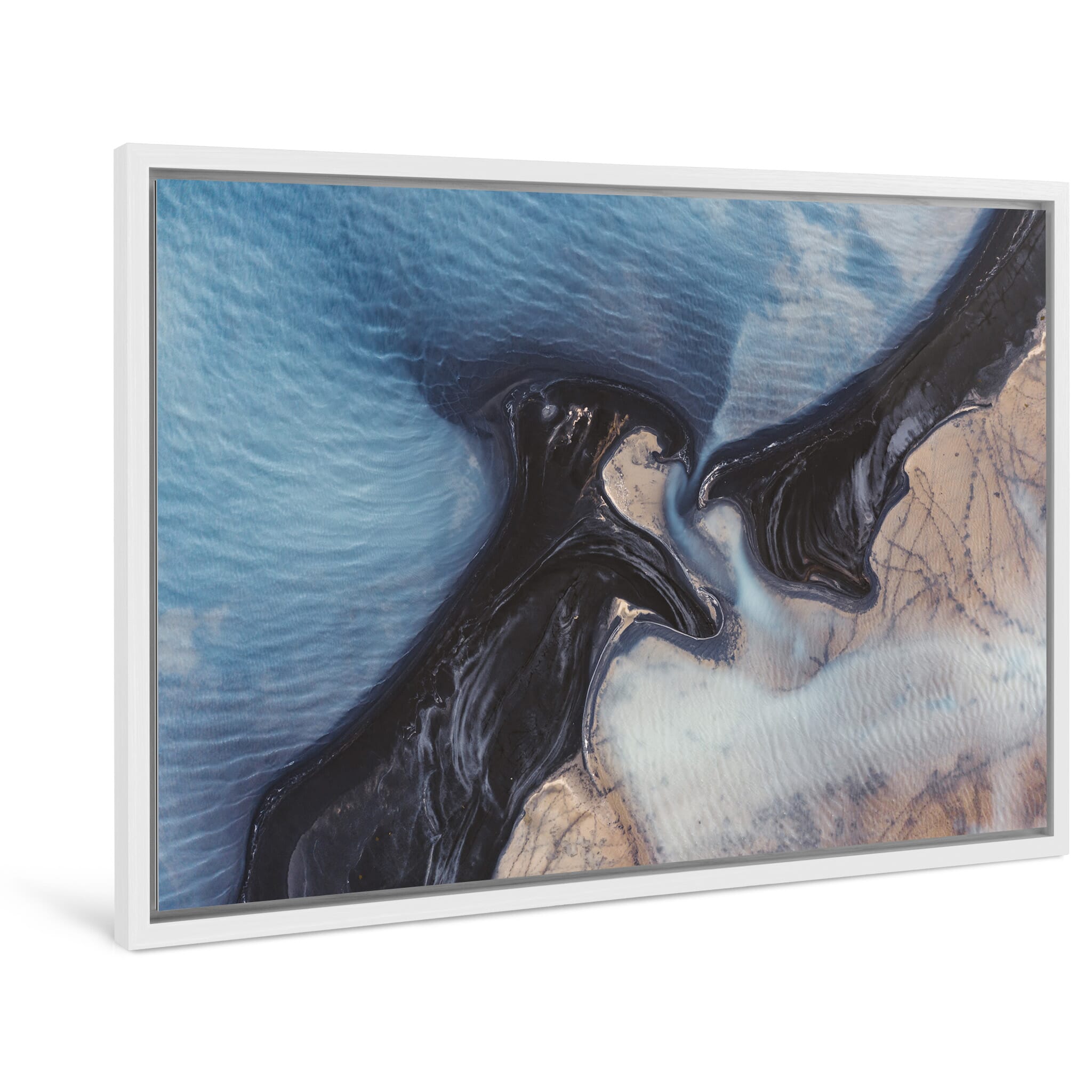 Framed photo print of dynamic color transitions near the Langjökull glacier