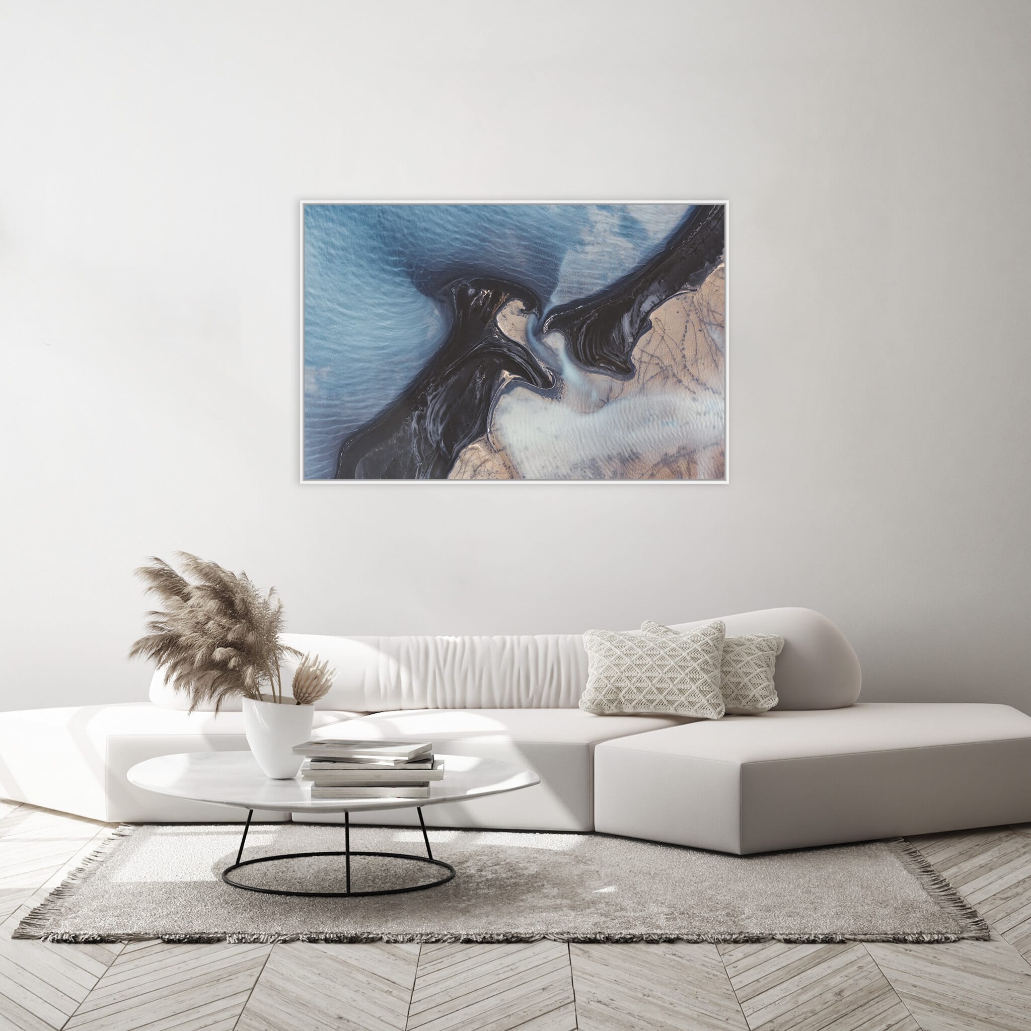 Modern room with framed landscape photography by Jan Erik Waider