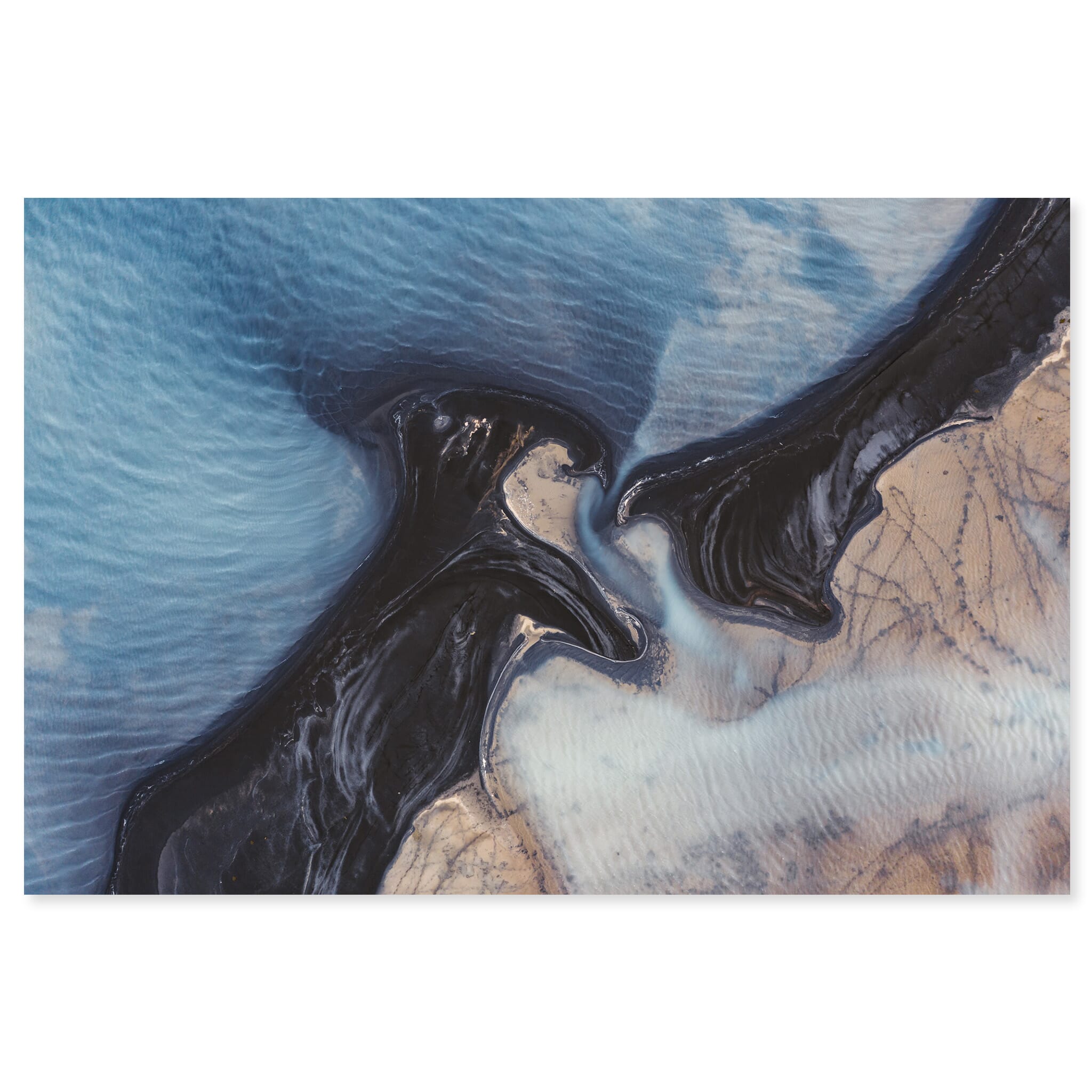 Fine art print of a blue lake in Iceland seen from an aerial viewpoint