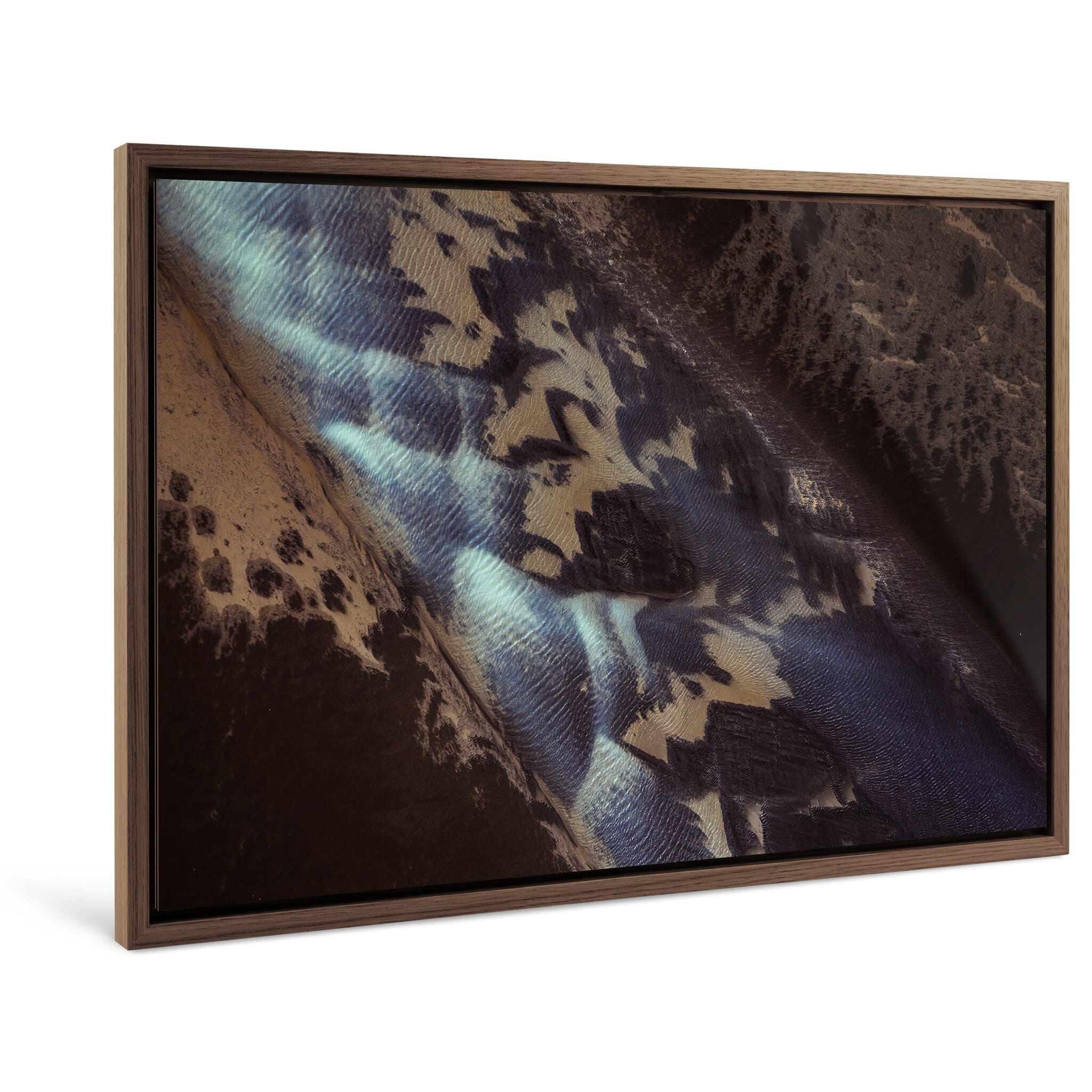 Framed photo print of vivid color transitions in a coastal meltwater flow