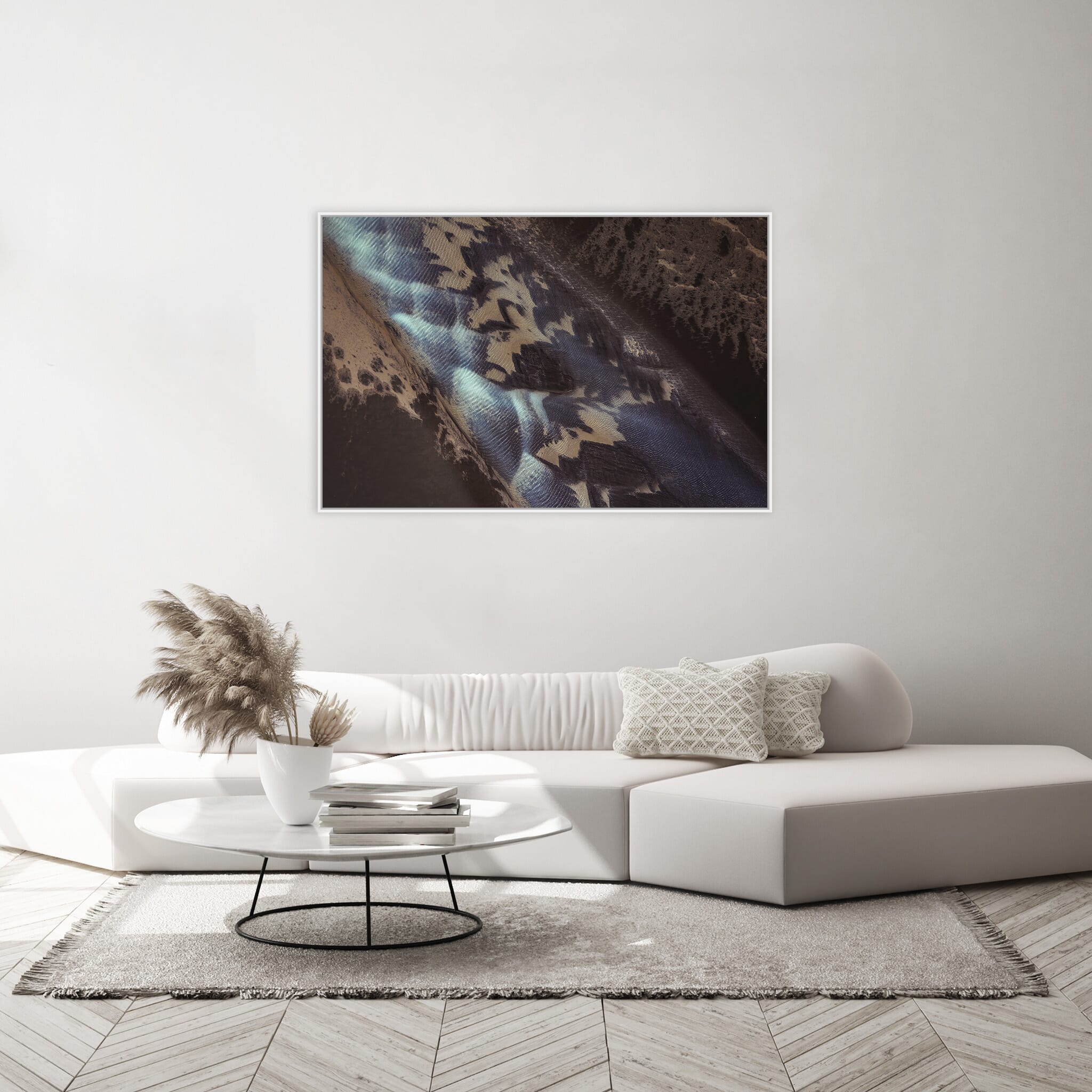 Modern room with framed landscape photography by Jan Erik Waider