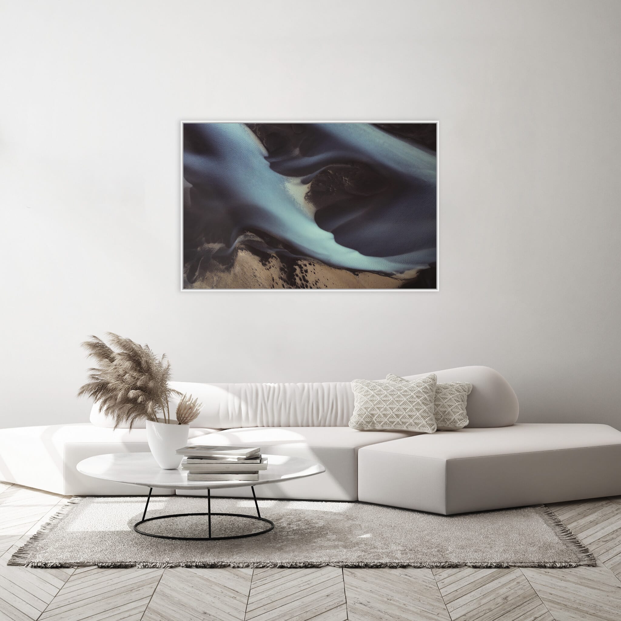Modern room with framed landscape photography by Jan Erik Waider