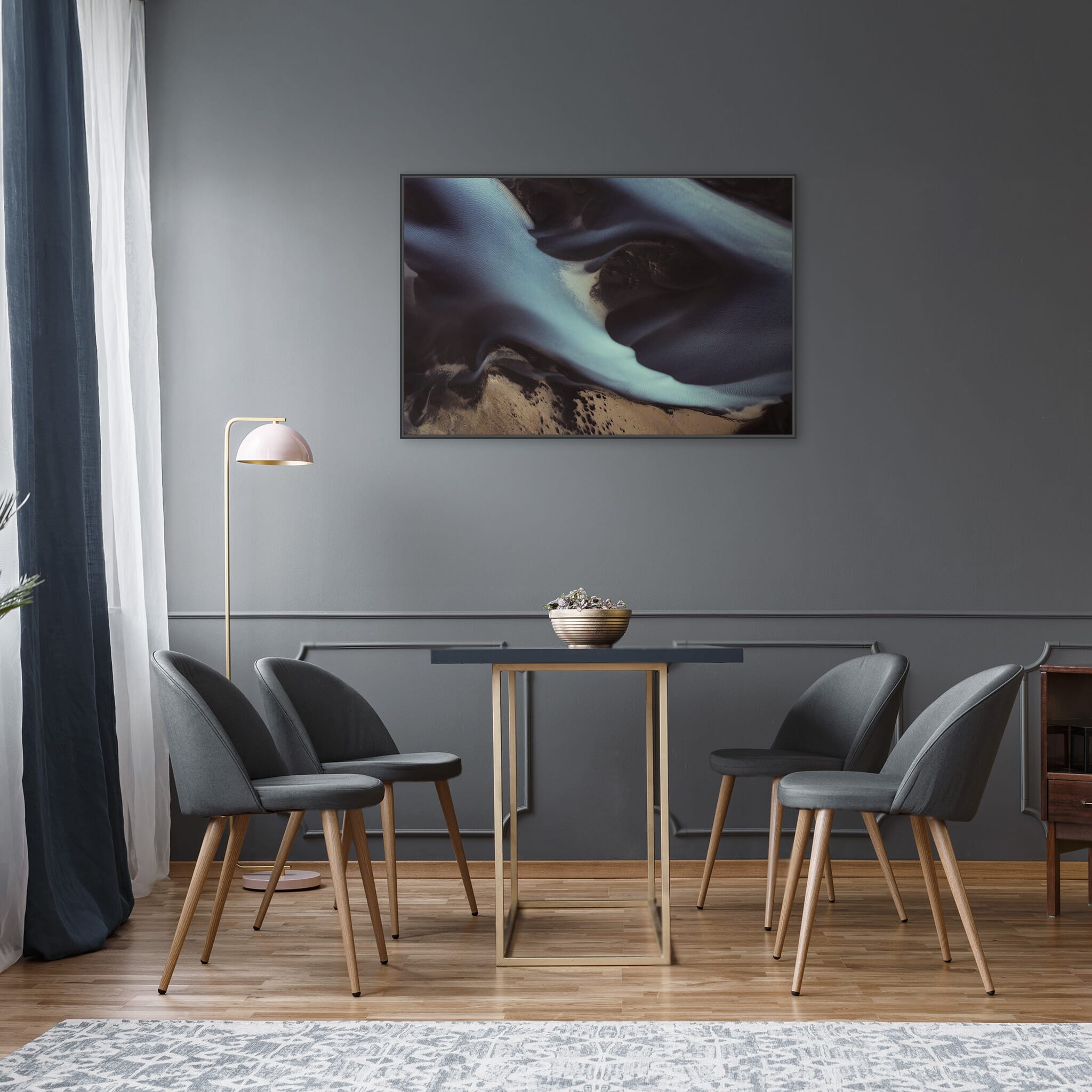 Modern Interior design featuring photography prints by Jan Erik Waider
