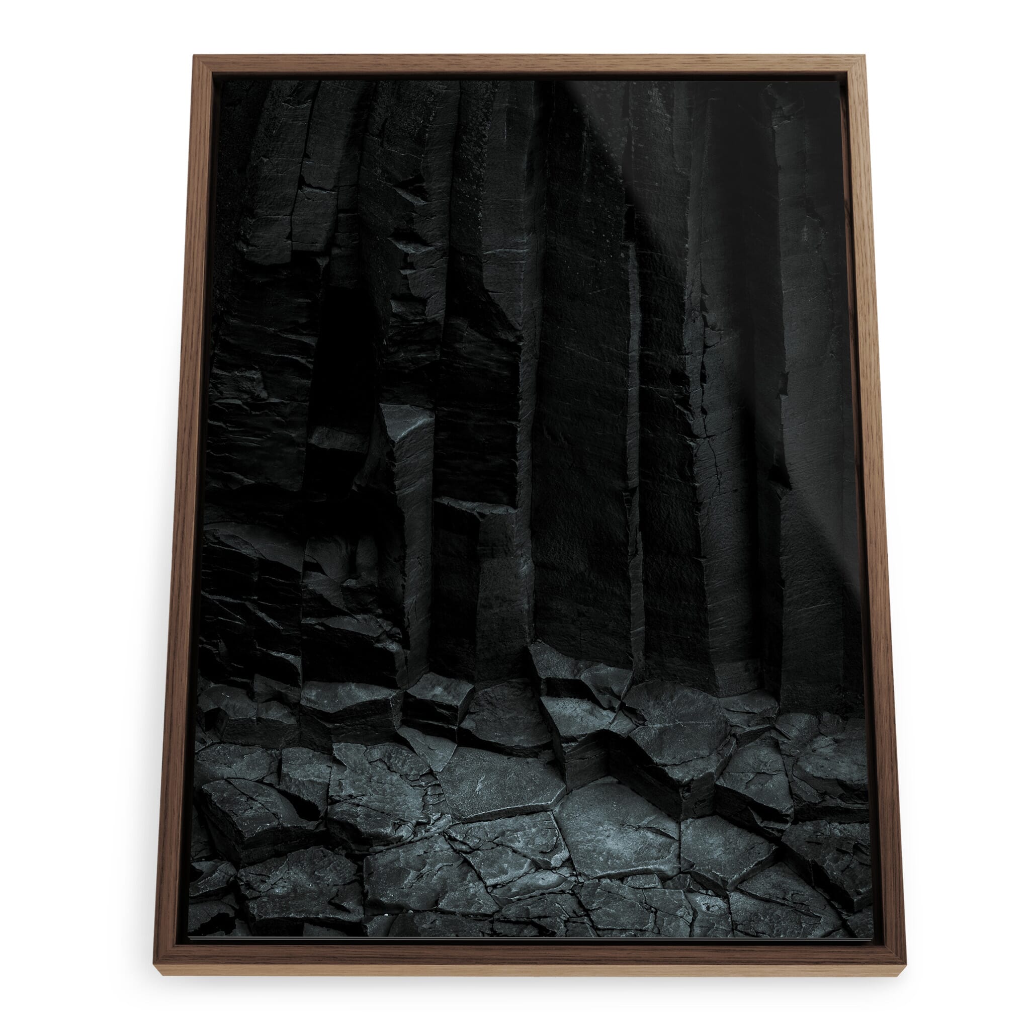 Framed photo print of Iceland’s angular basalt structures