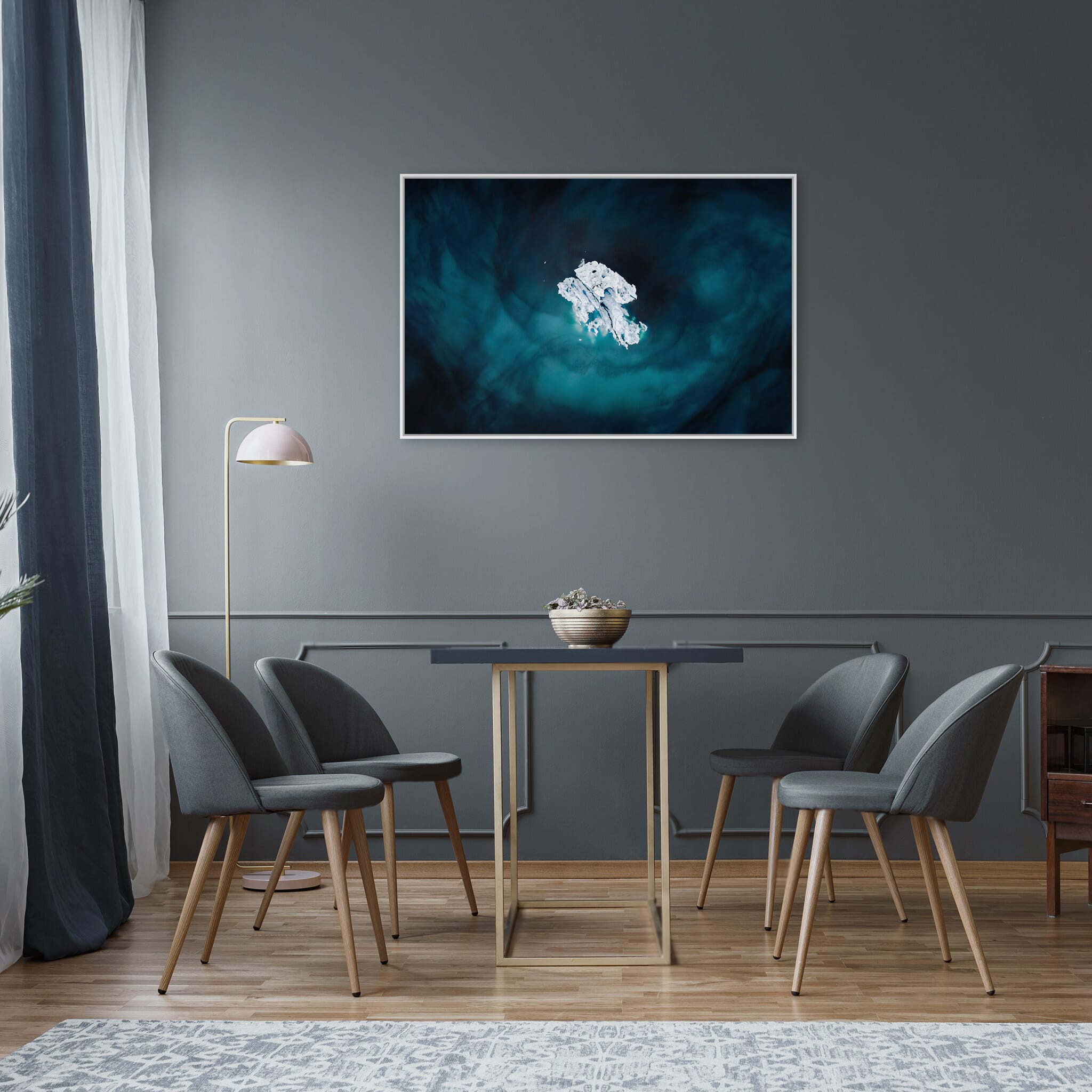 Modern room with framed landscape photography by Jan Erik Waider