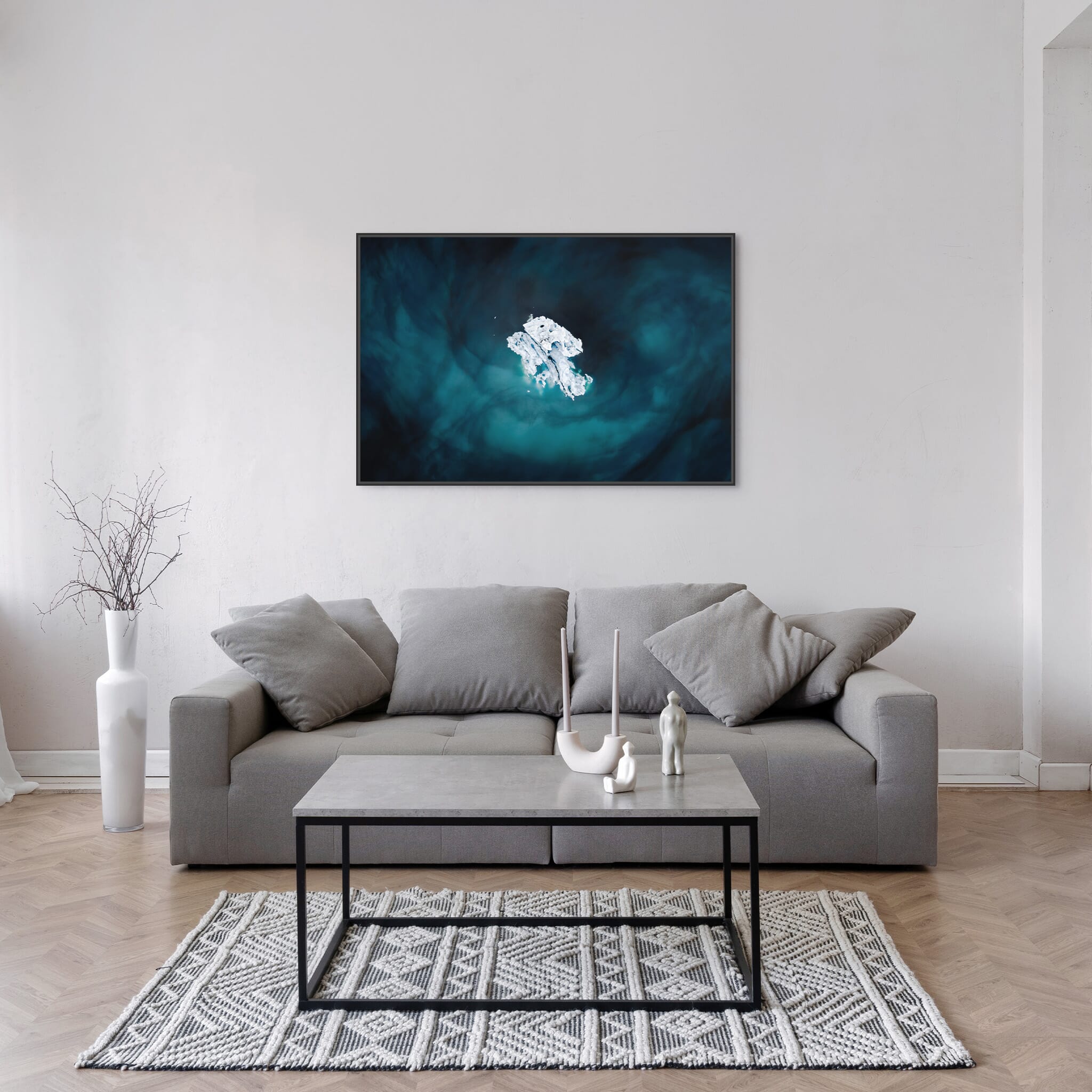 Modern Interior design featuring photography prints by Jan Erik Waider