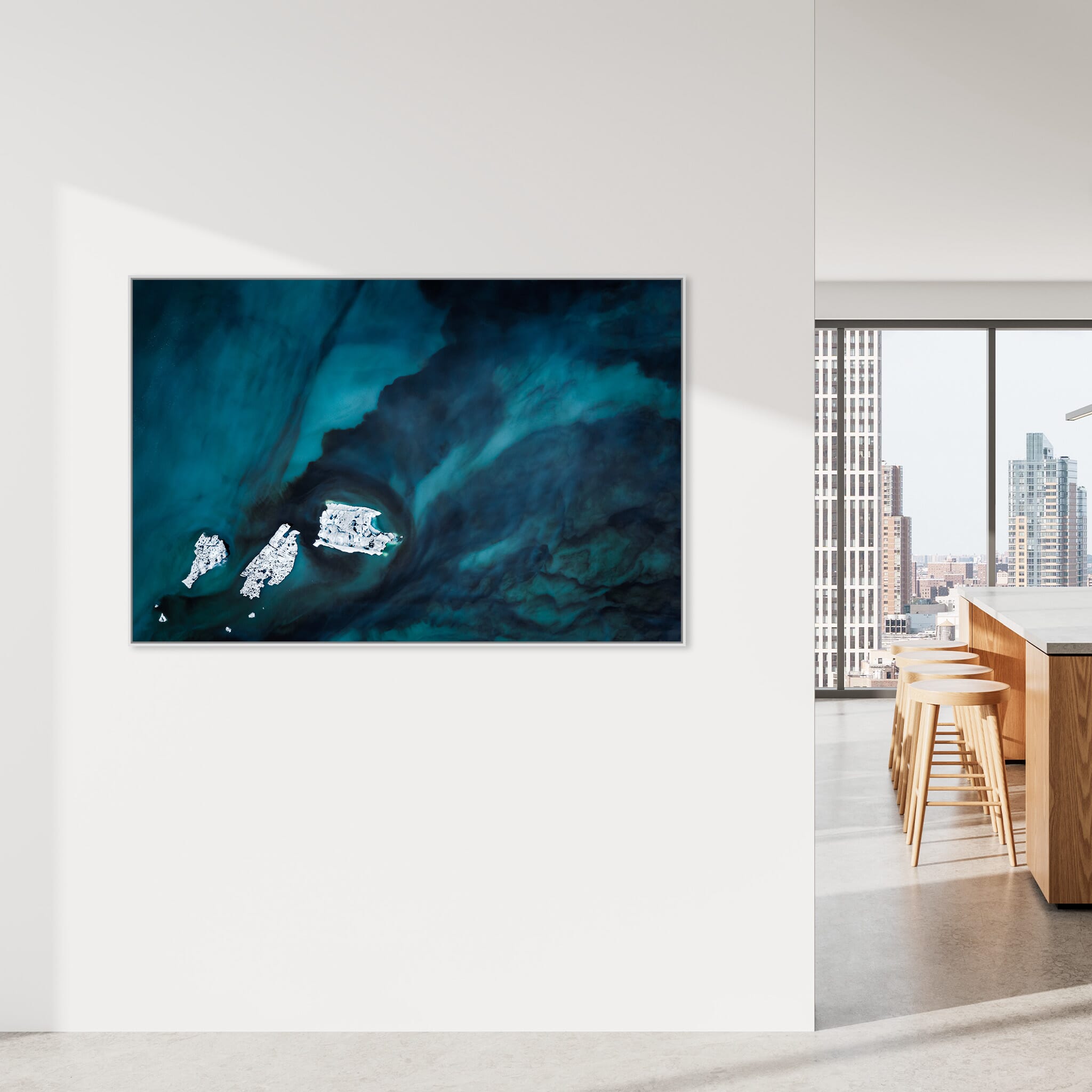 Modern Interior design featuring photography prints by Jan Erik Waider