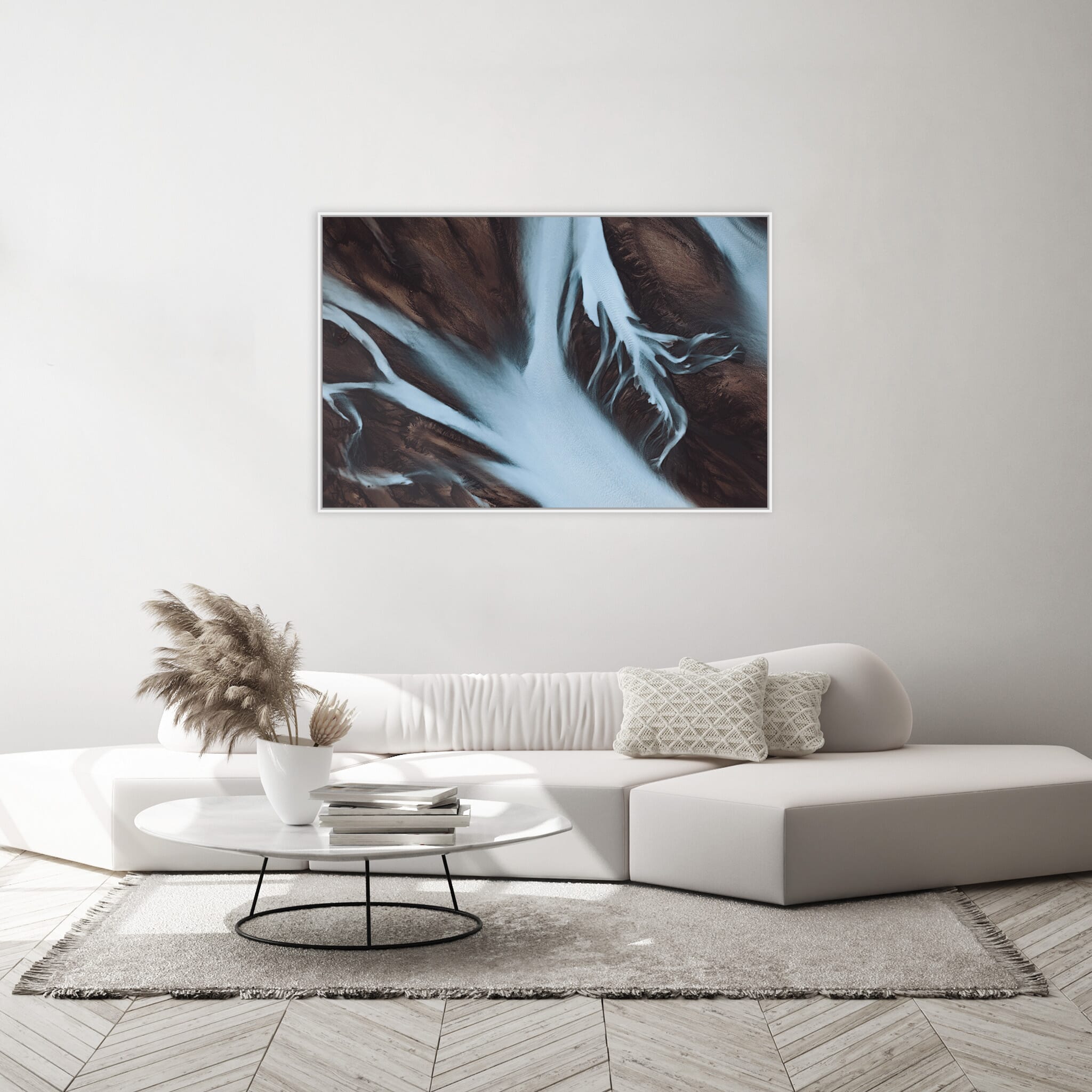 Modern room with framed landscape photography by Jan Erik Waider