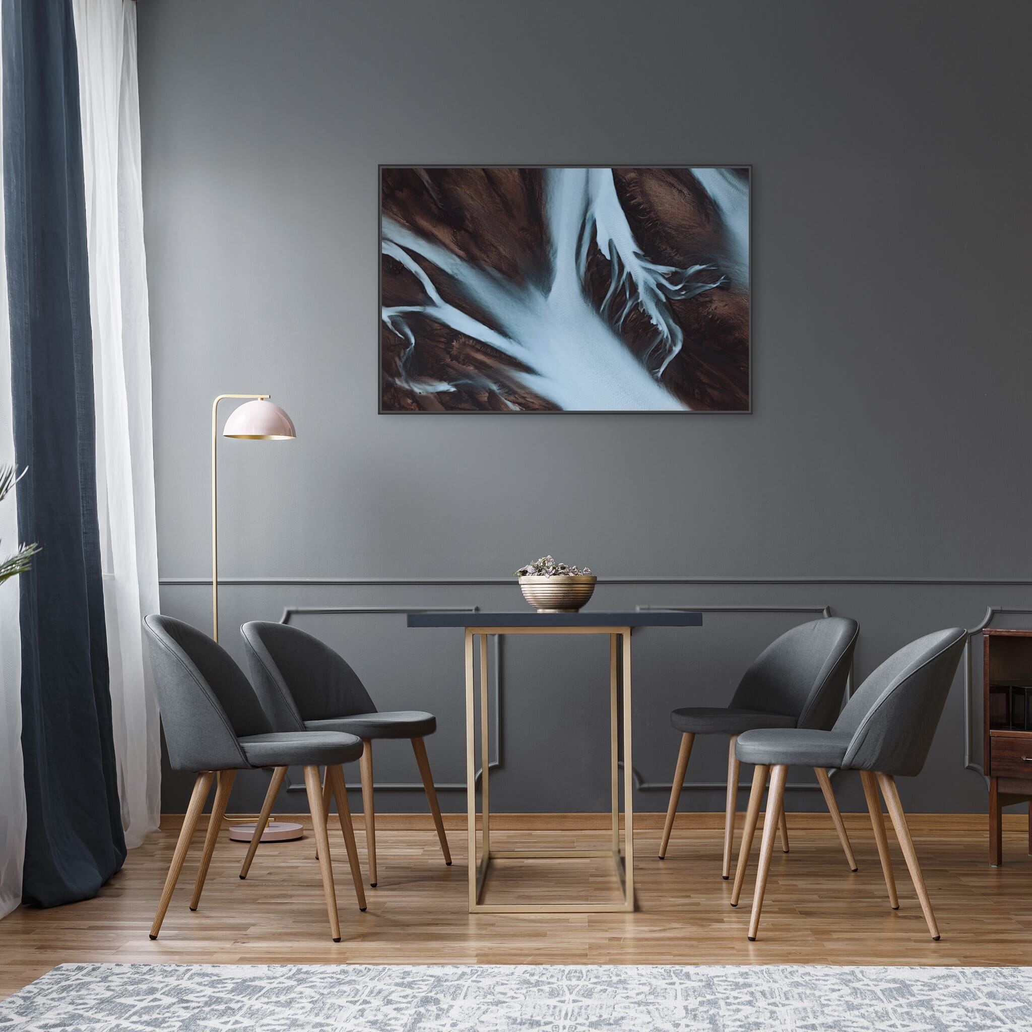 Modern Interior design featuring photography prints by Jan Erik Waider
