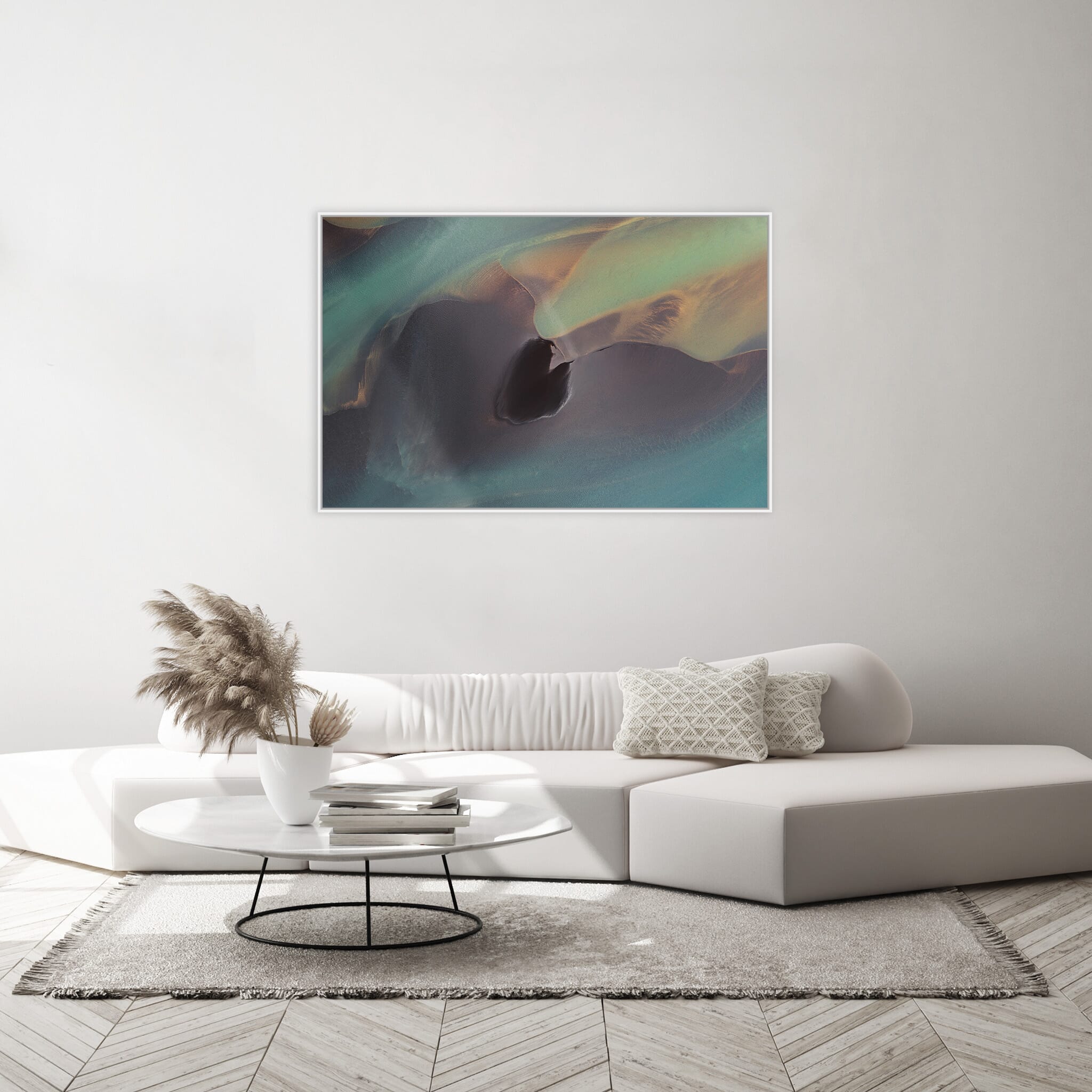 Modern room with framed landscape photography by Jan Erik Waider