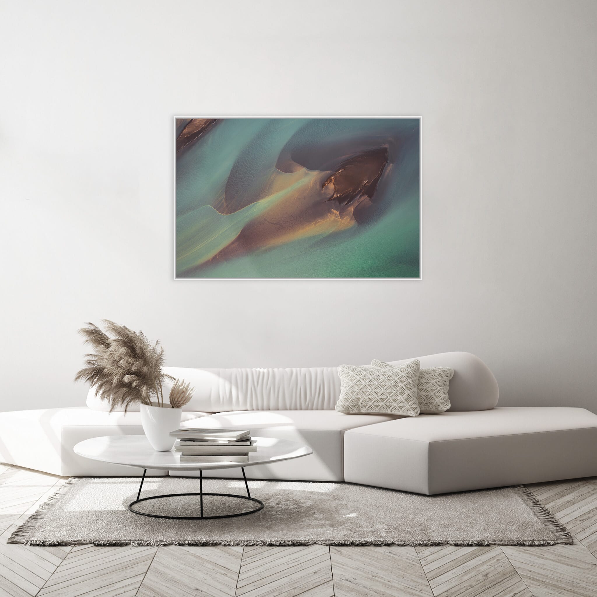 Modern room with framed landscape photography by Jan Erik Waider