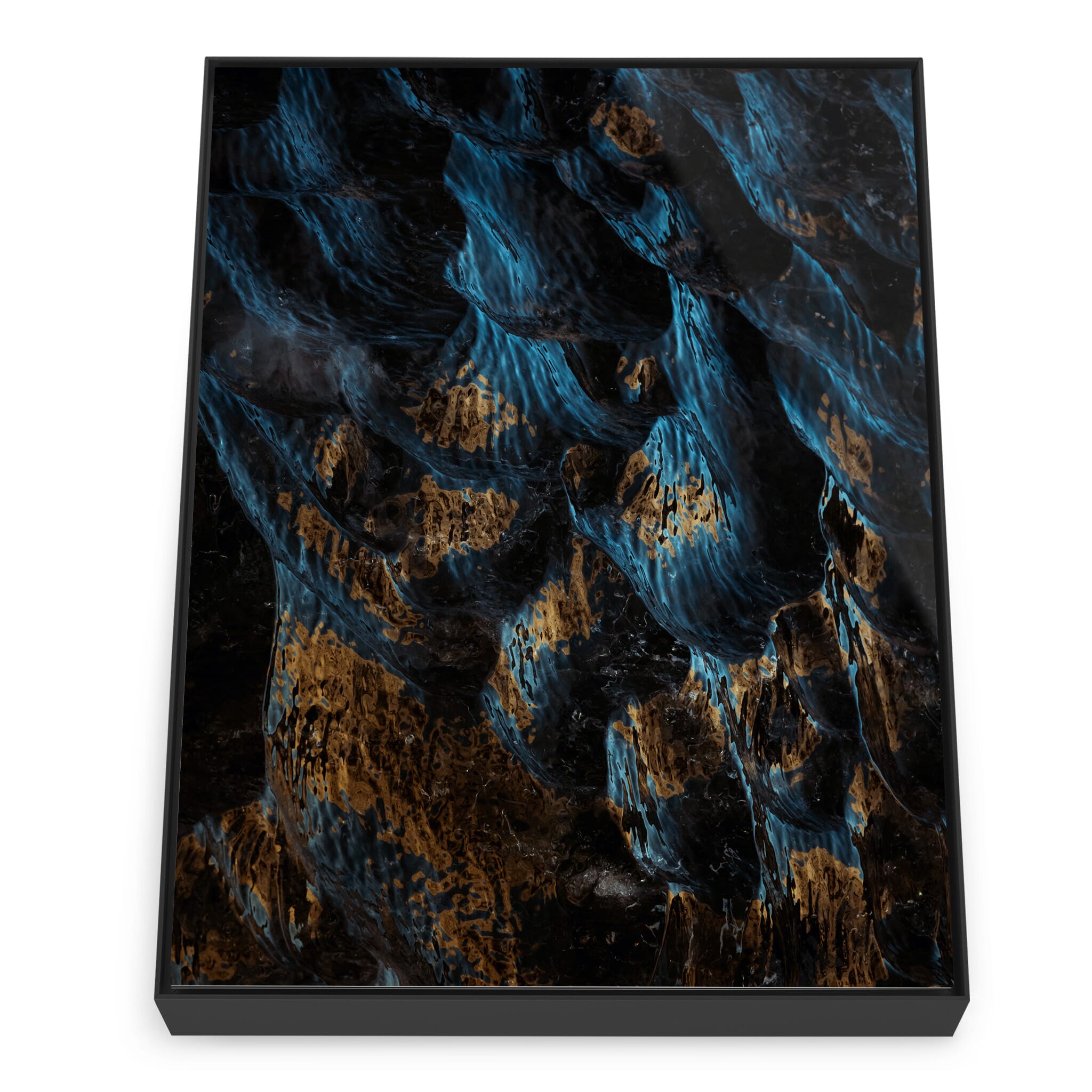 Framed photo print of abstract glacier surface with dramatic lighting