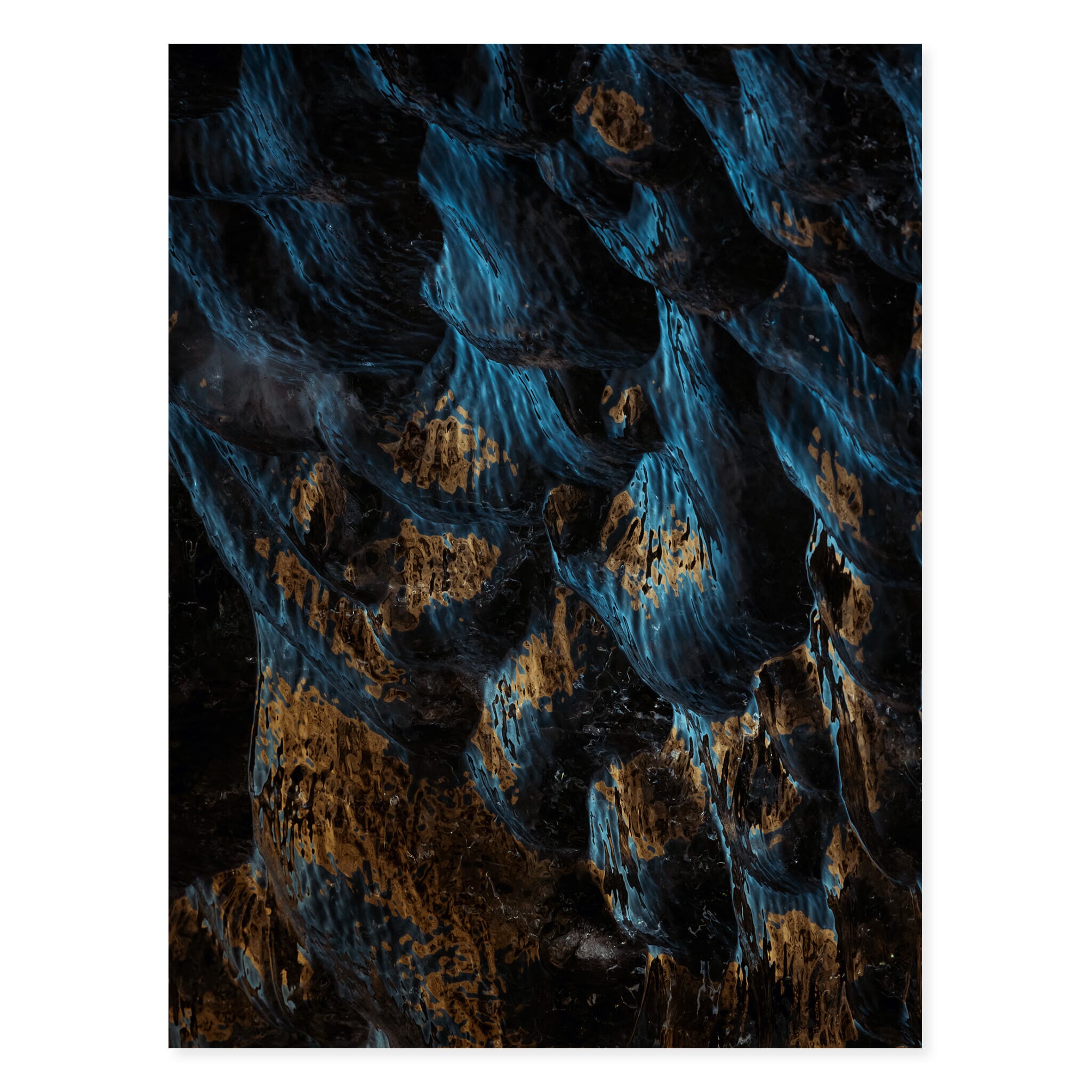 Fine art print of rare dark ice formations at Breiðamerkurjökull in Iceland