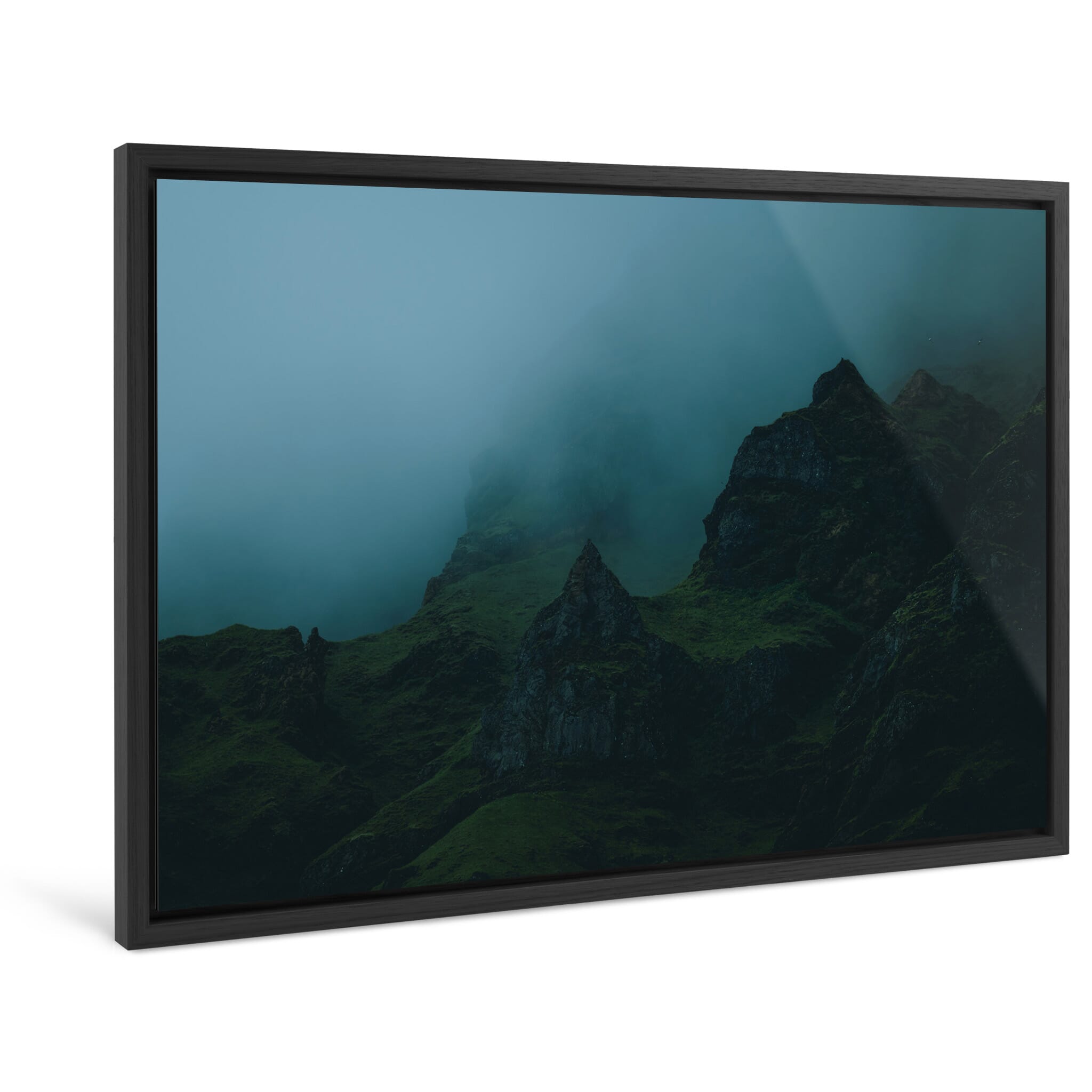 Framed photo print of a minimal landscape capturing vast distance and low light