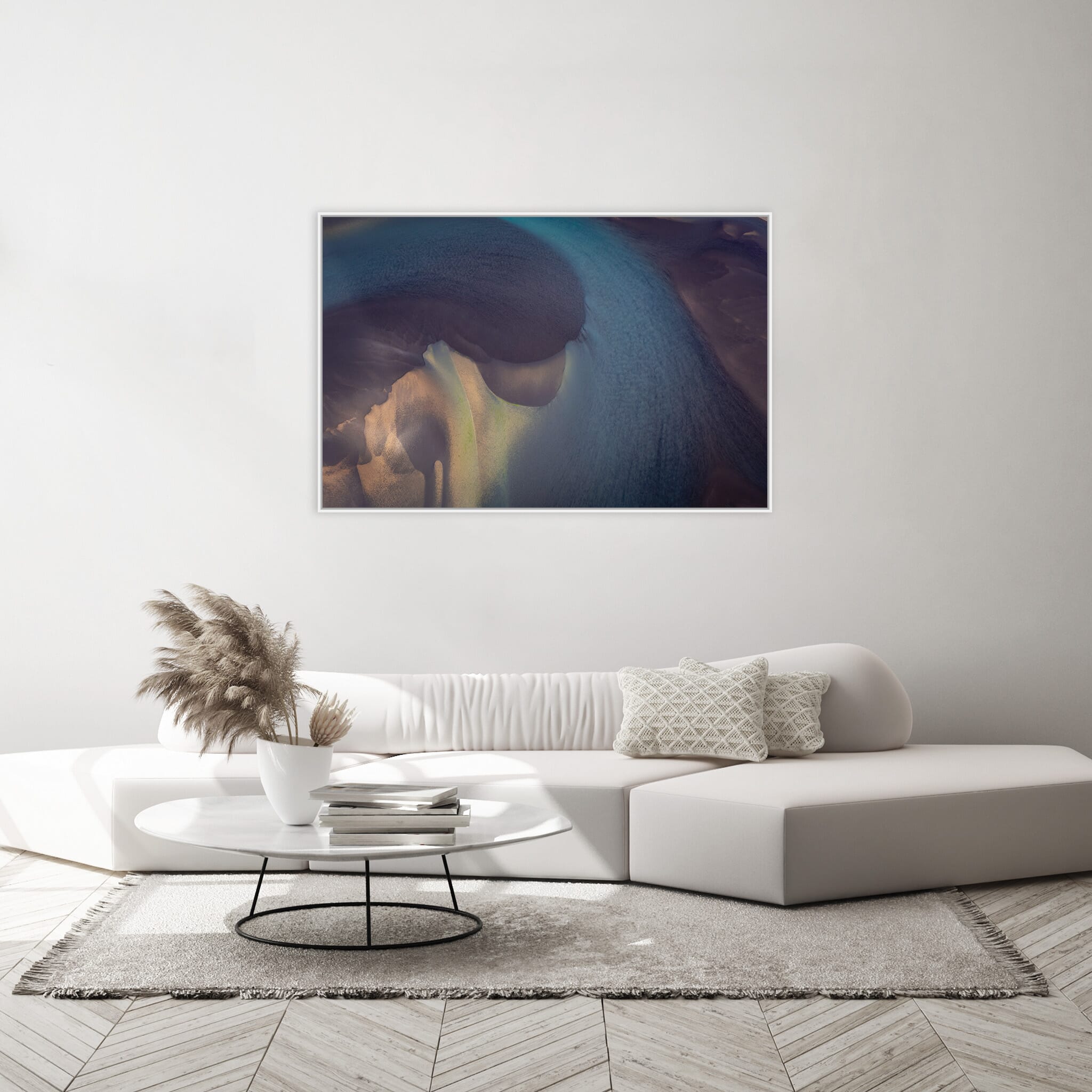 Modern room with framed landscape photography by Jan Erik Waider