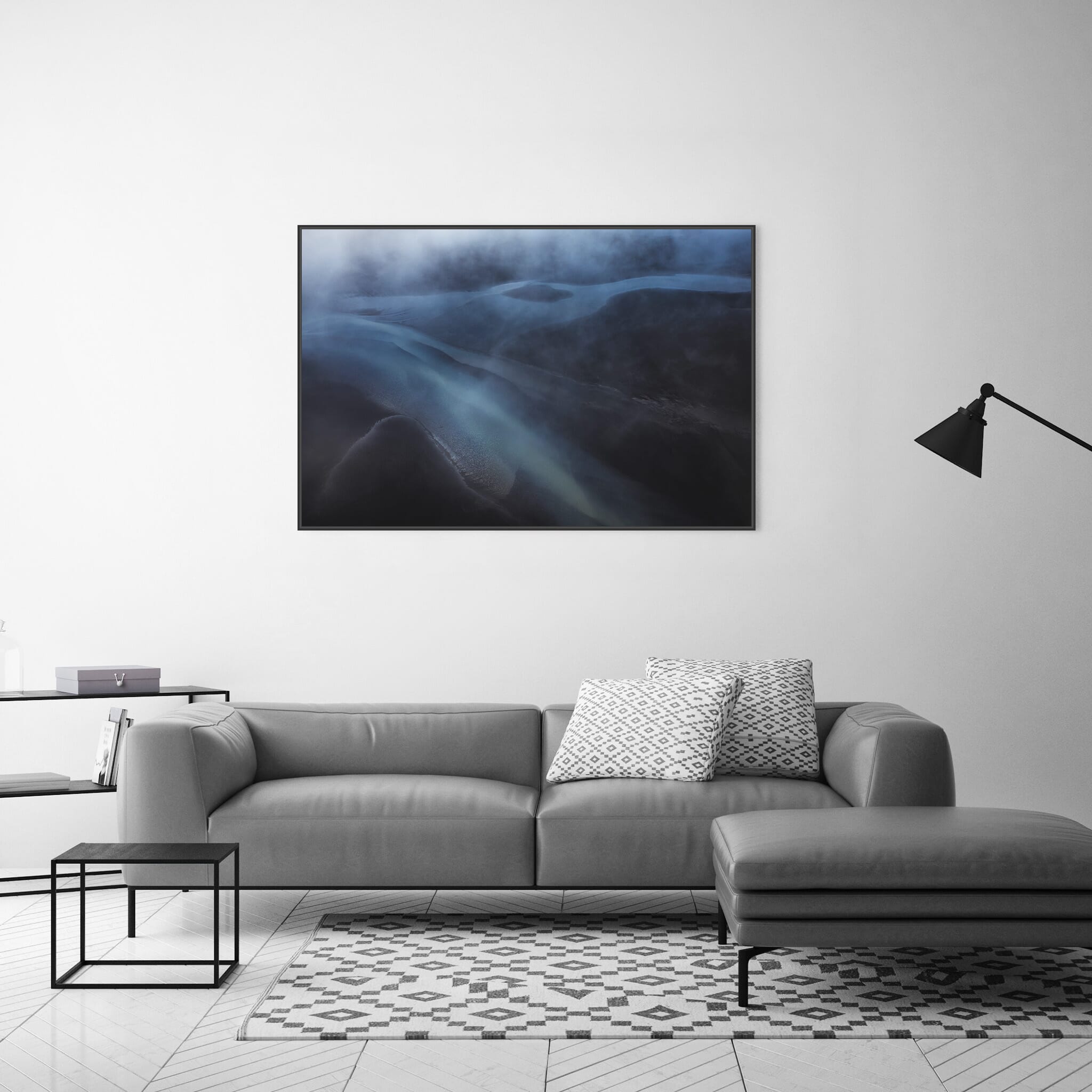 Modern room with framed landscape photography by Jan Erik Waider