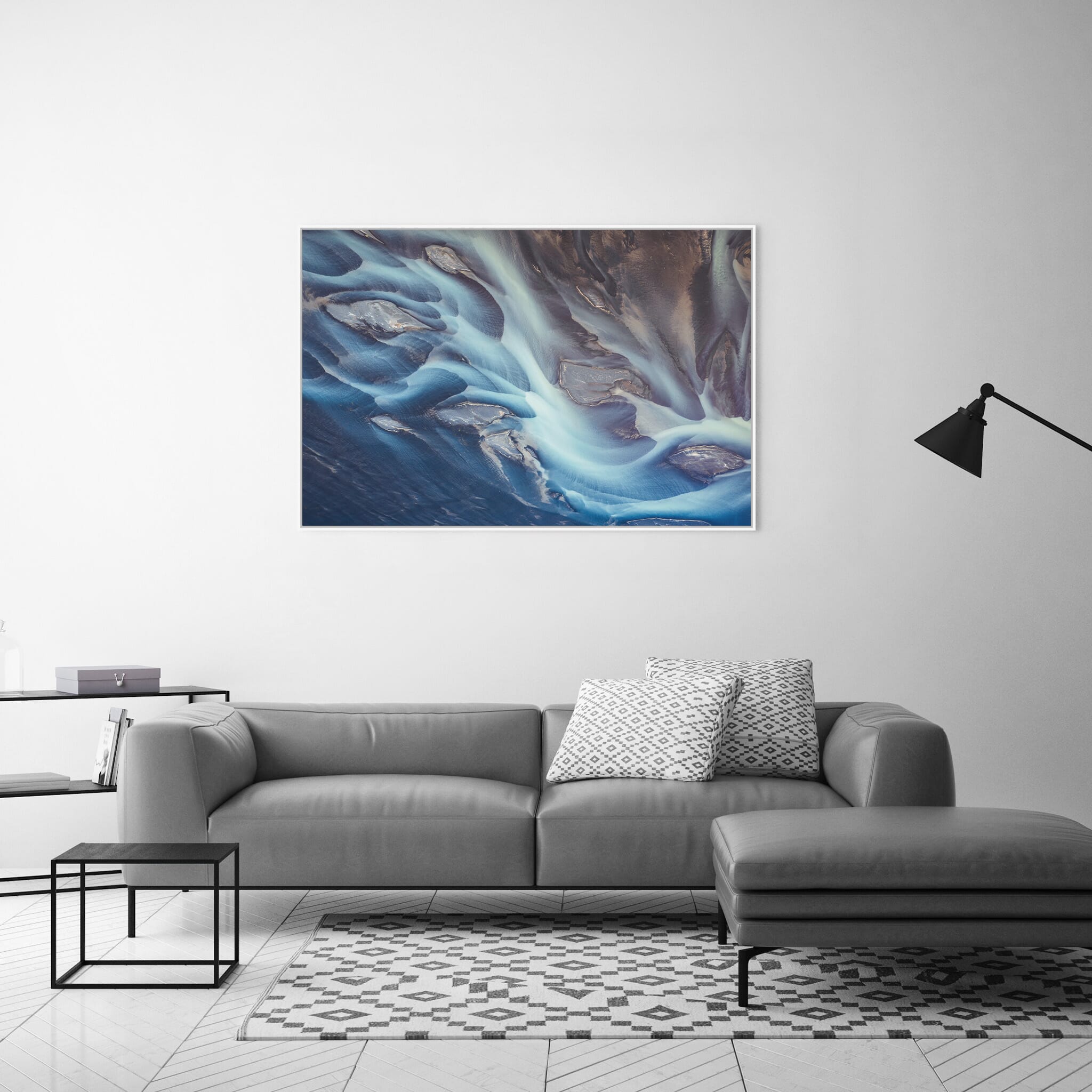 Modern room with framed landscape photography by Jan Erik Waider