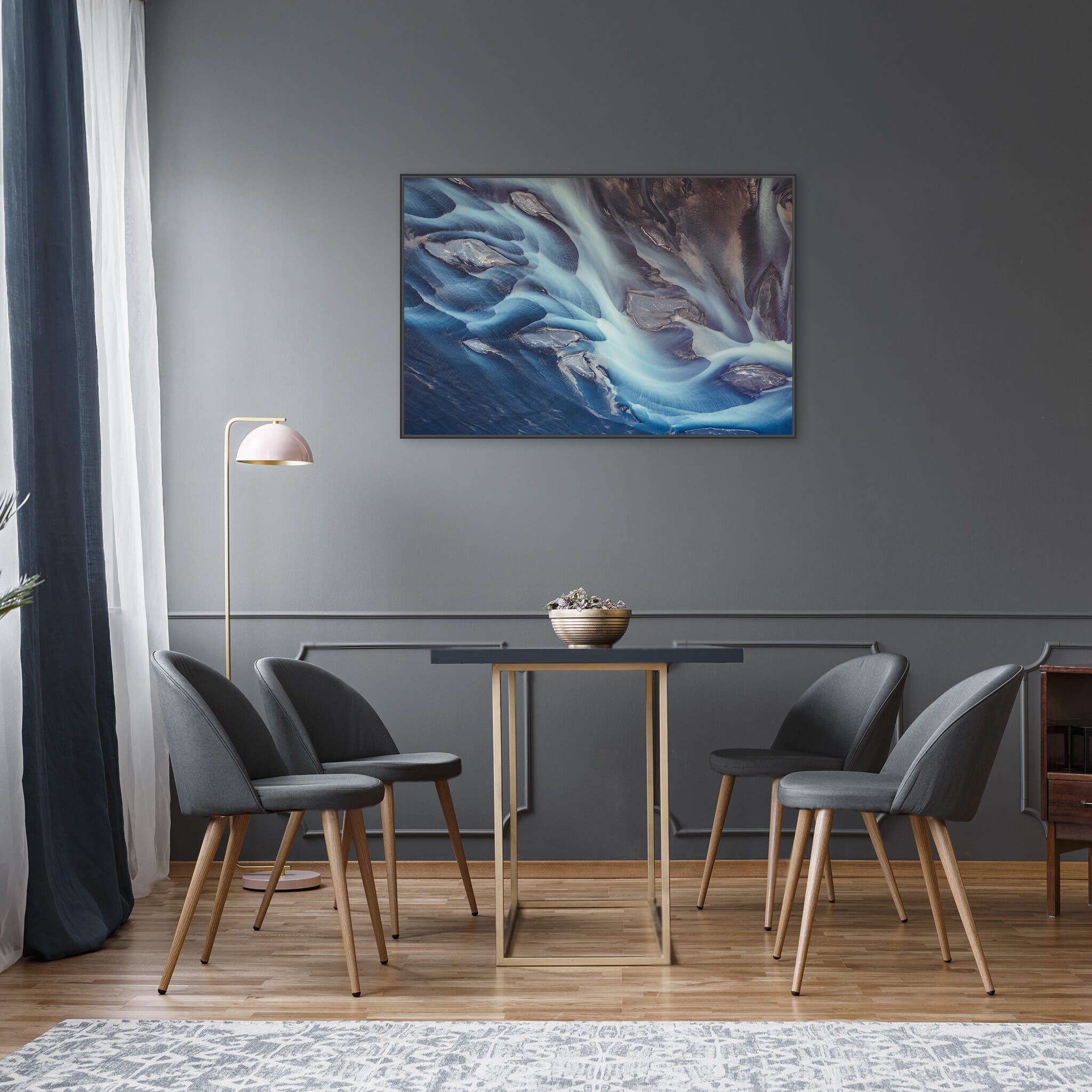Modern Interior design featuring photography prints by Jan Erik Waider