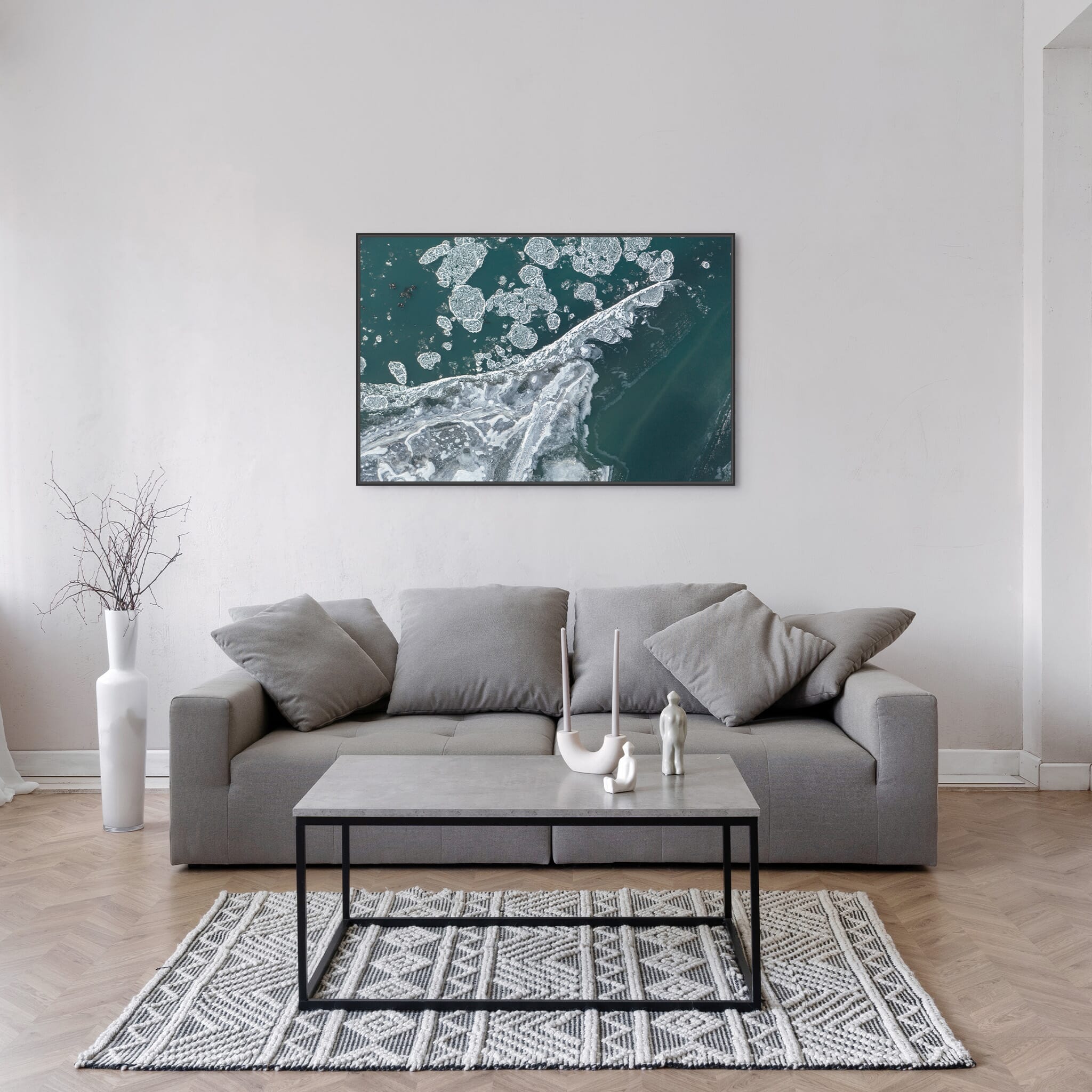 Modern room with framed landscape photography by Jan Erik Waider