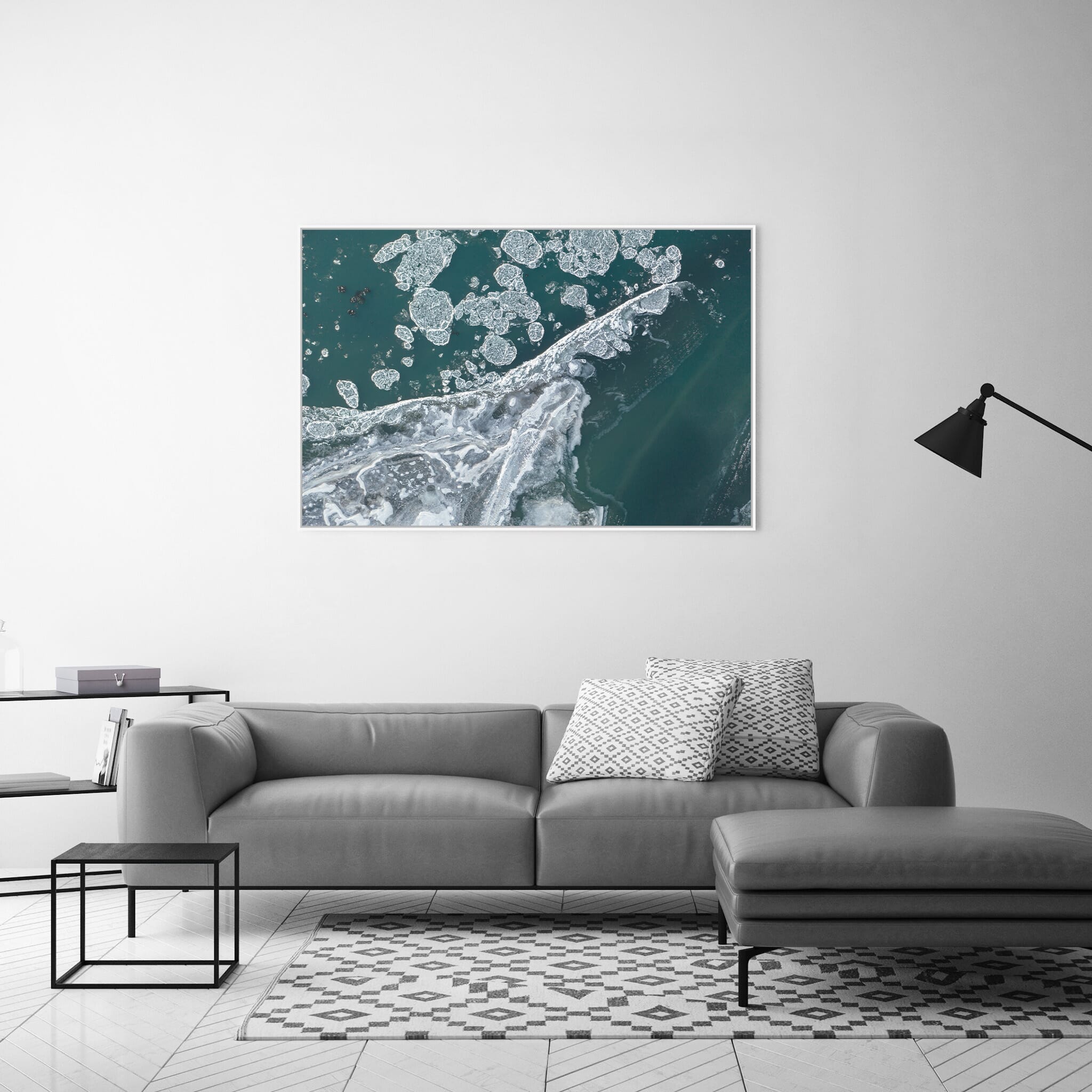 Modern Interior design featuring photography prints by Jan Erik Waider