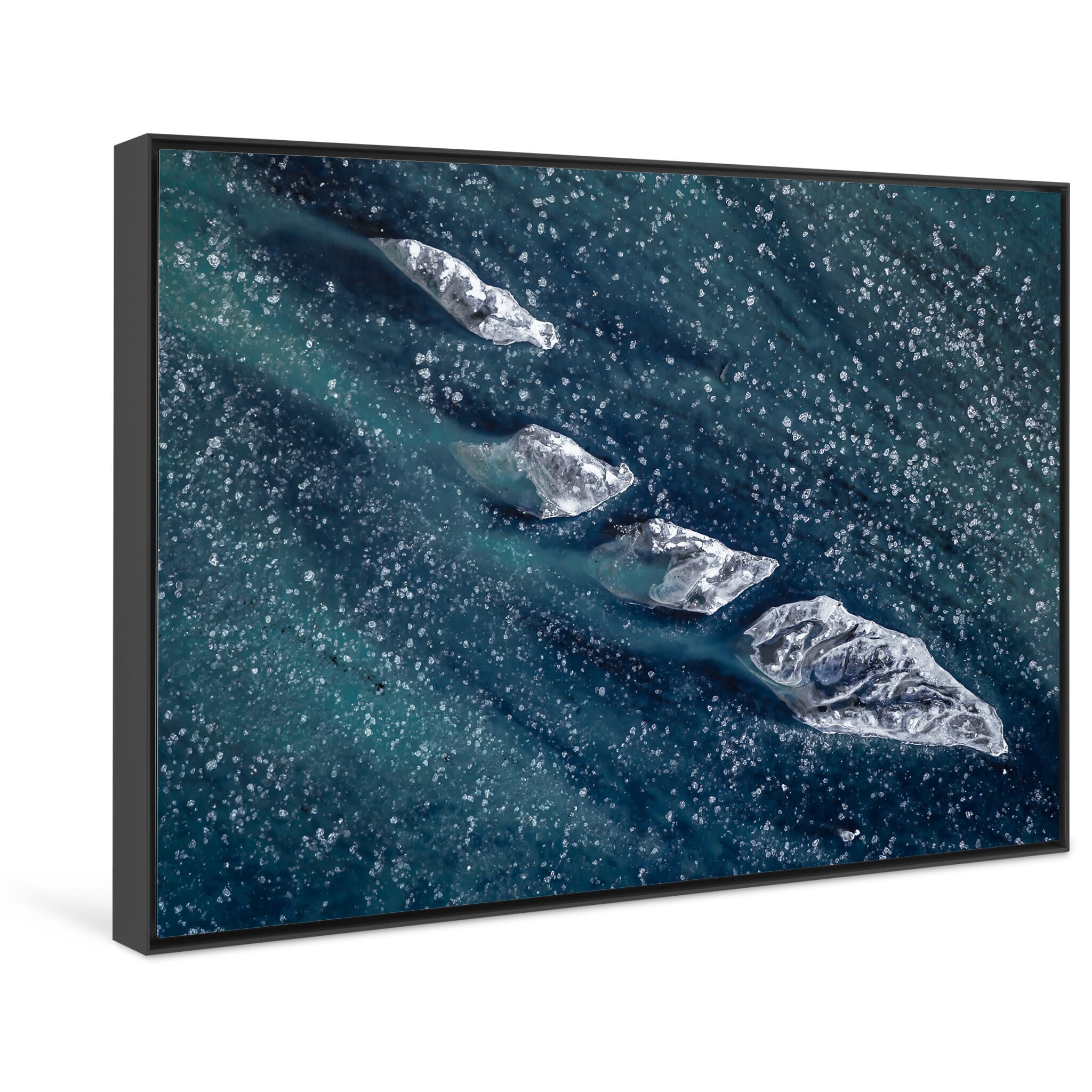 Framed photo print of abstract ice floes on Iceland’s longest river