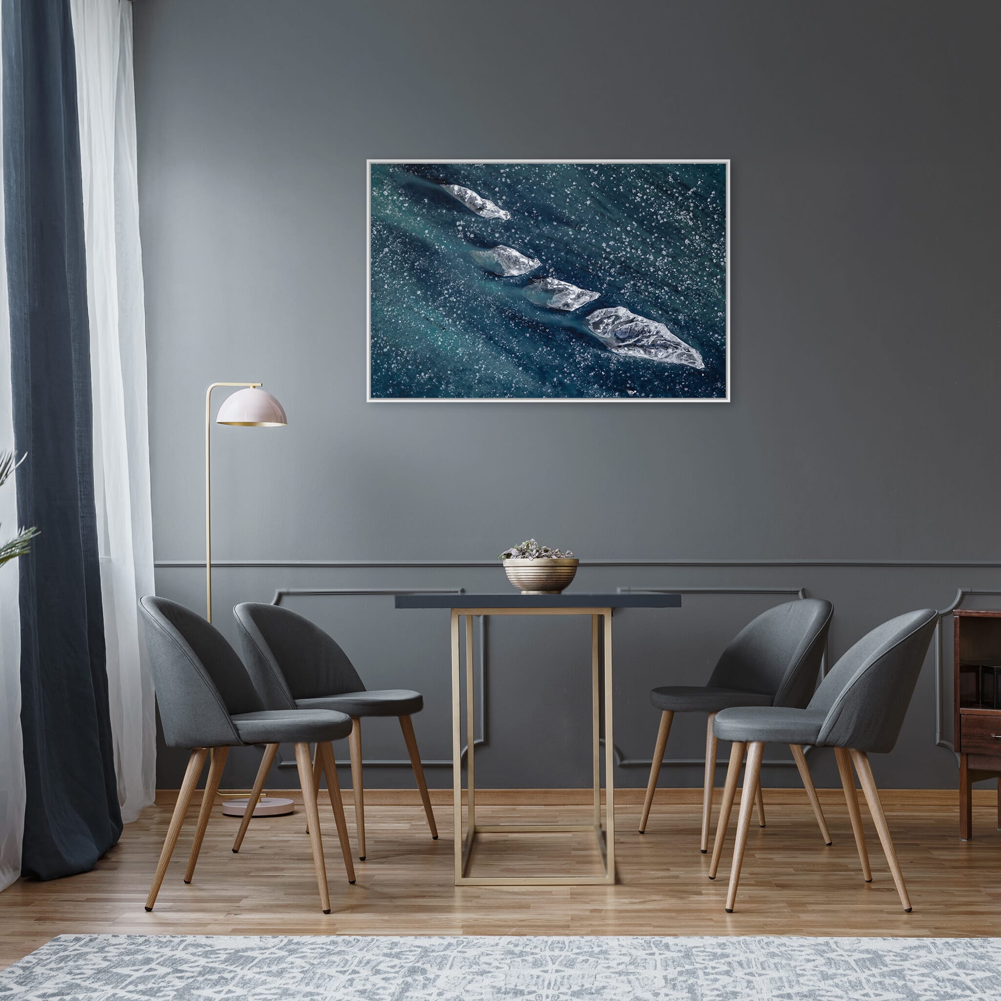 Modern room with framed landscape photography by Jan Erik Waider