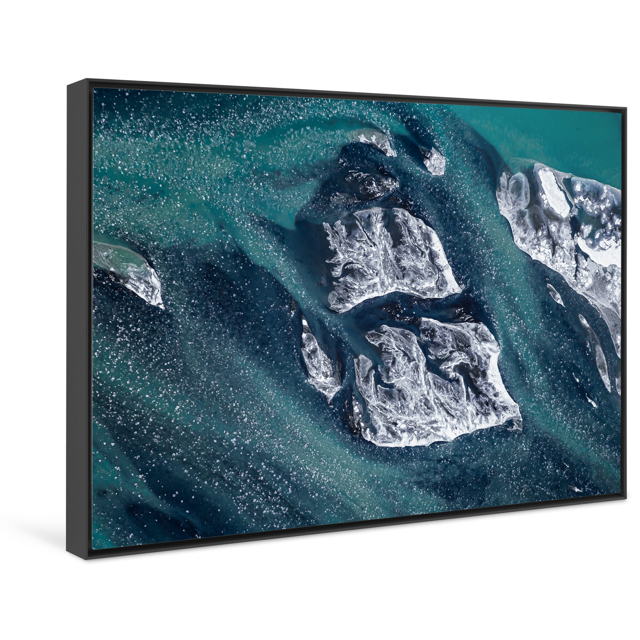 Framed photo print of abstract ice floes on Iceland’s longest river