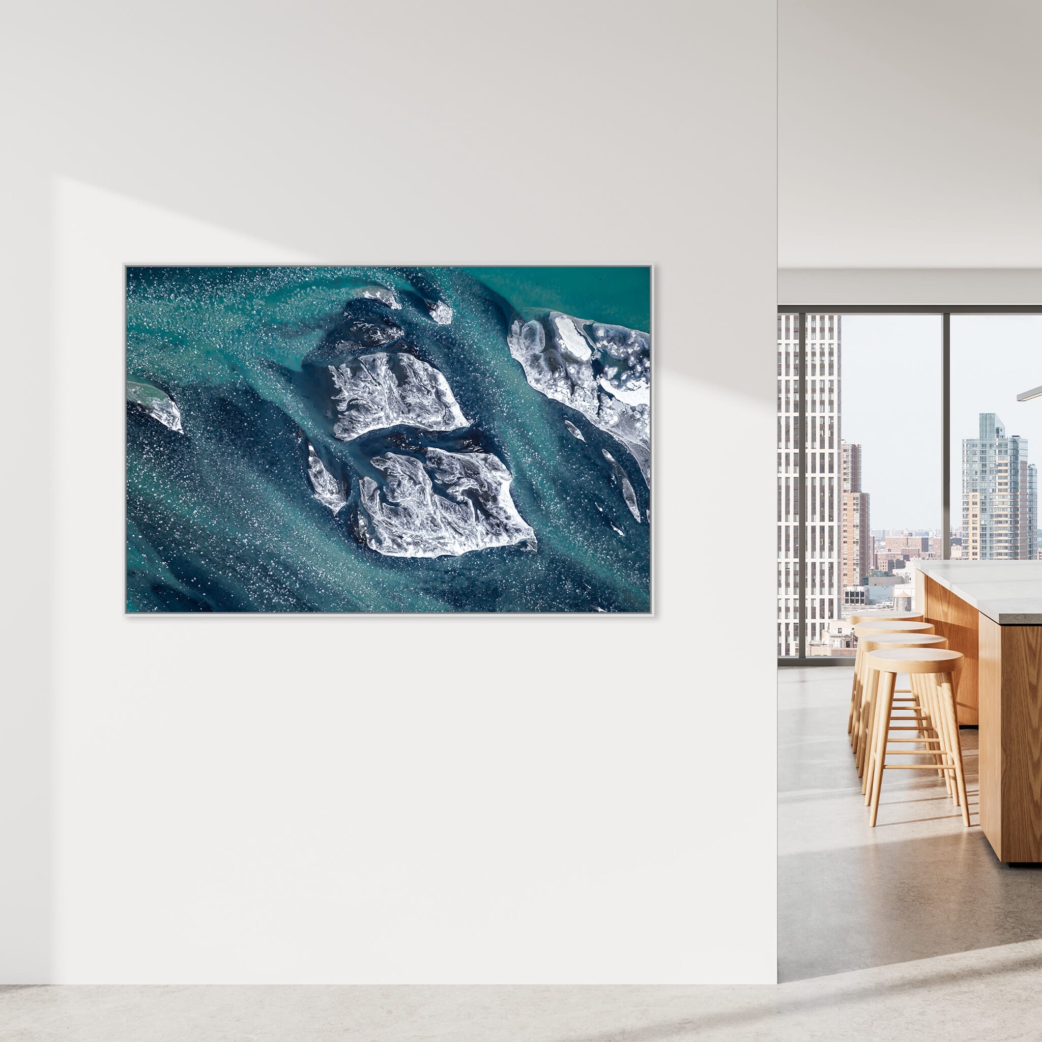 Modern Interior design featuring photography prints by Jan Erik Waider